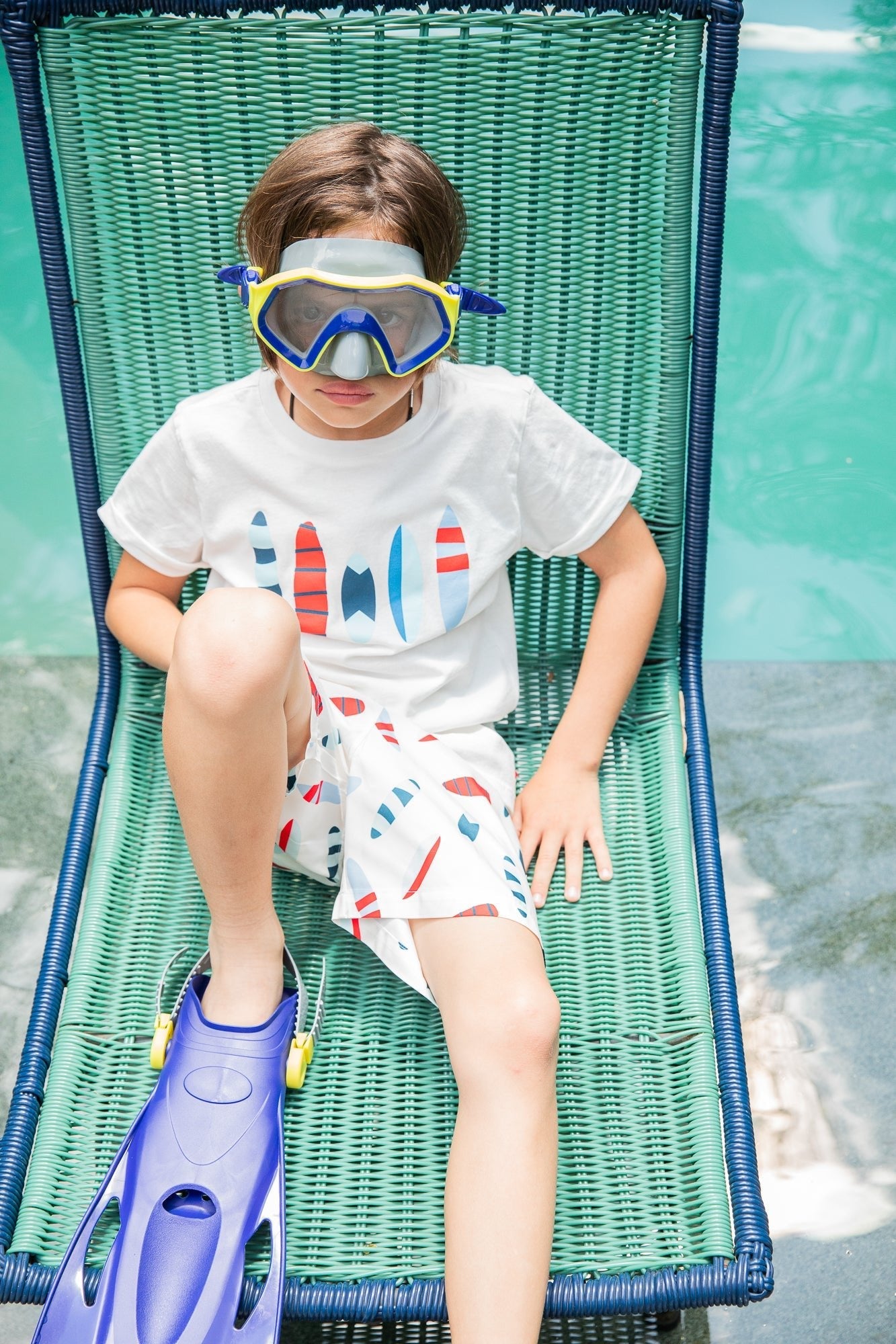 Upf 50+ Recycled Fishing Net Surfboards Kid Swim Trunk