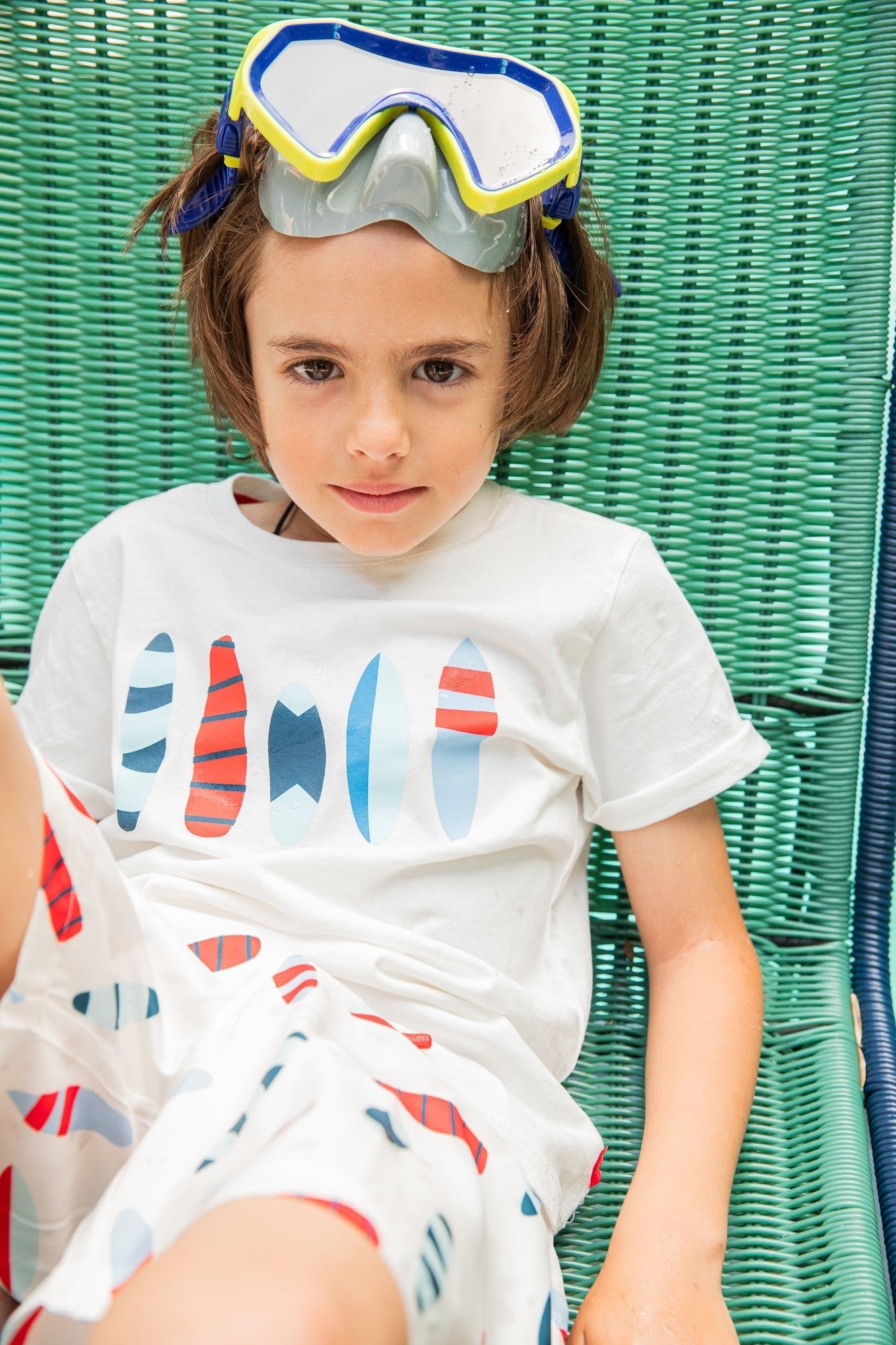 Recycled Cotton Blue Surfboard Kid T-shirt