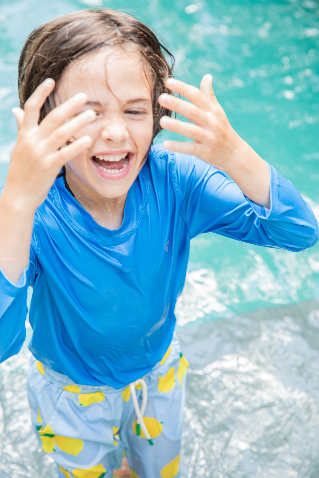 Upf 50+ Recycled Polyester French Blue Kid Rashguard