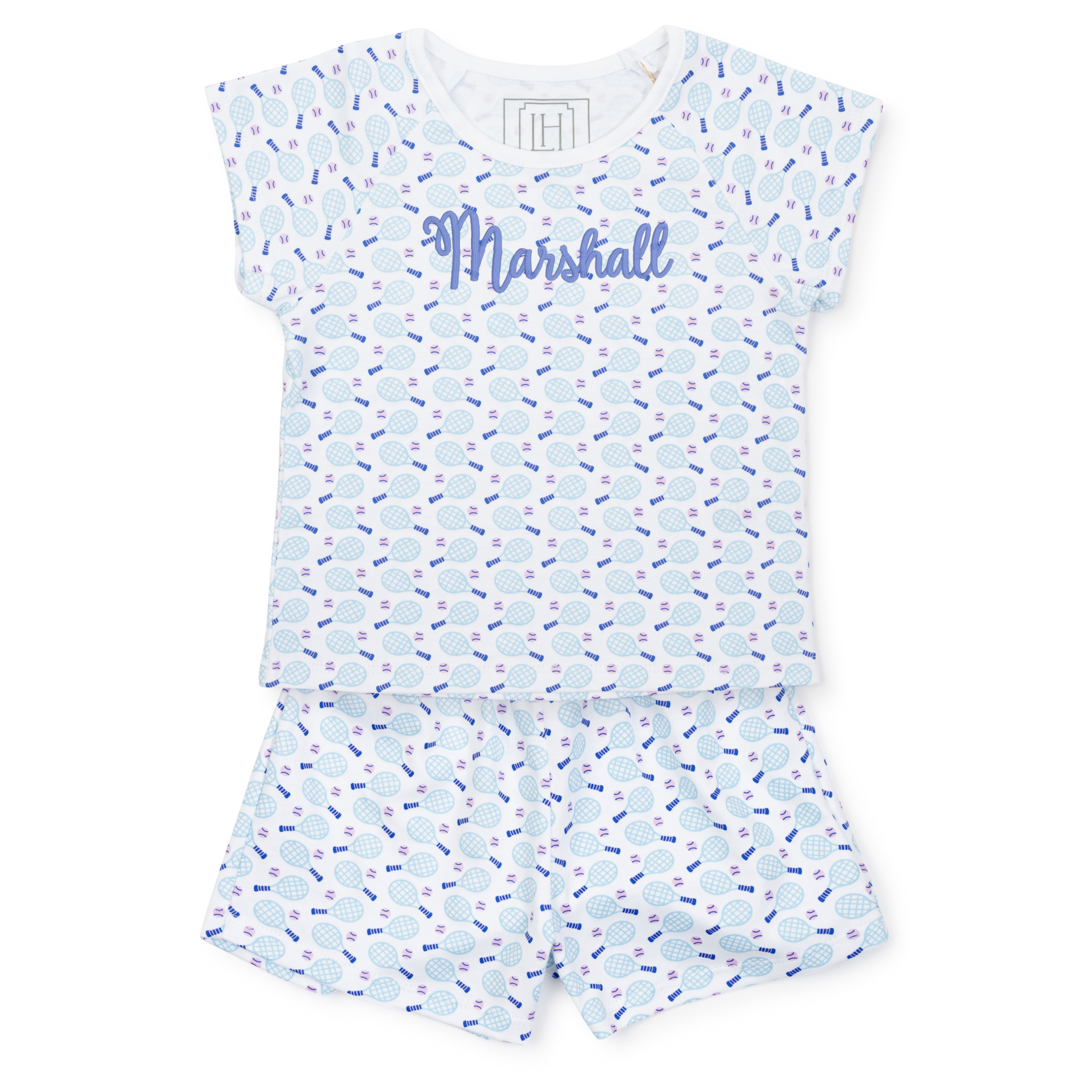 Emery Girls' Pima Cotton Short Set - Tennis Match Pink