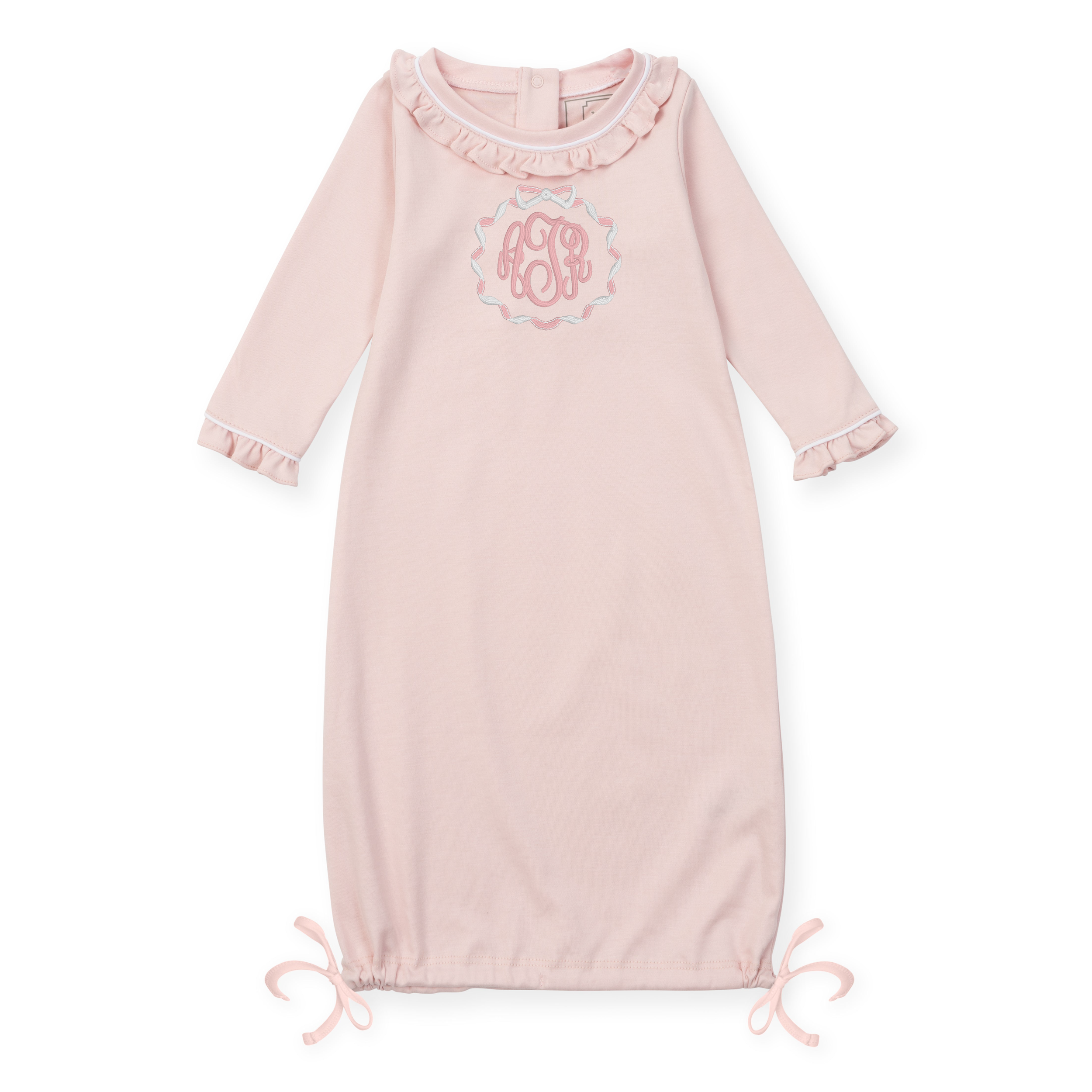 Georgia Pima Cotton Daygown For Girls - Light Pink With White Piping