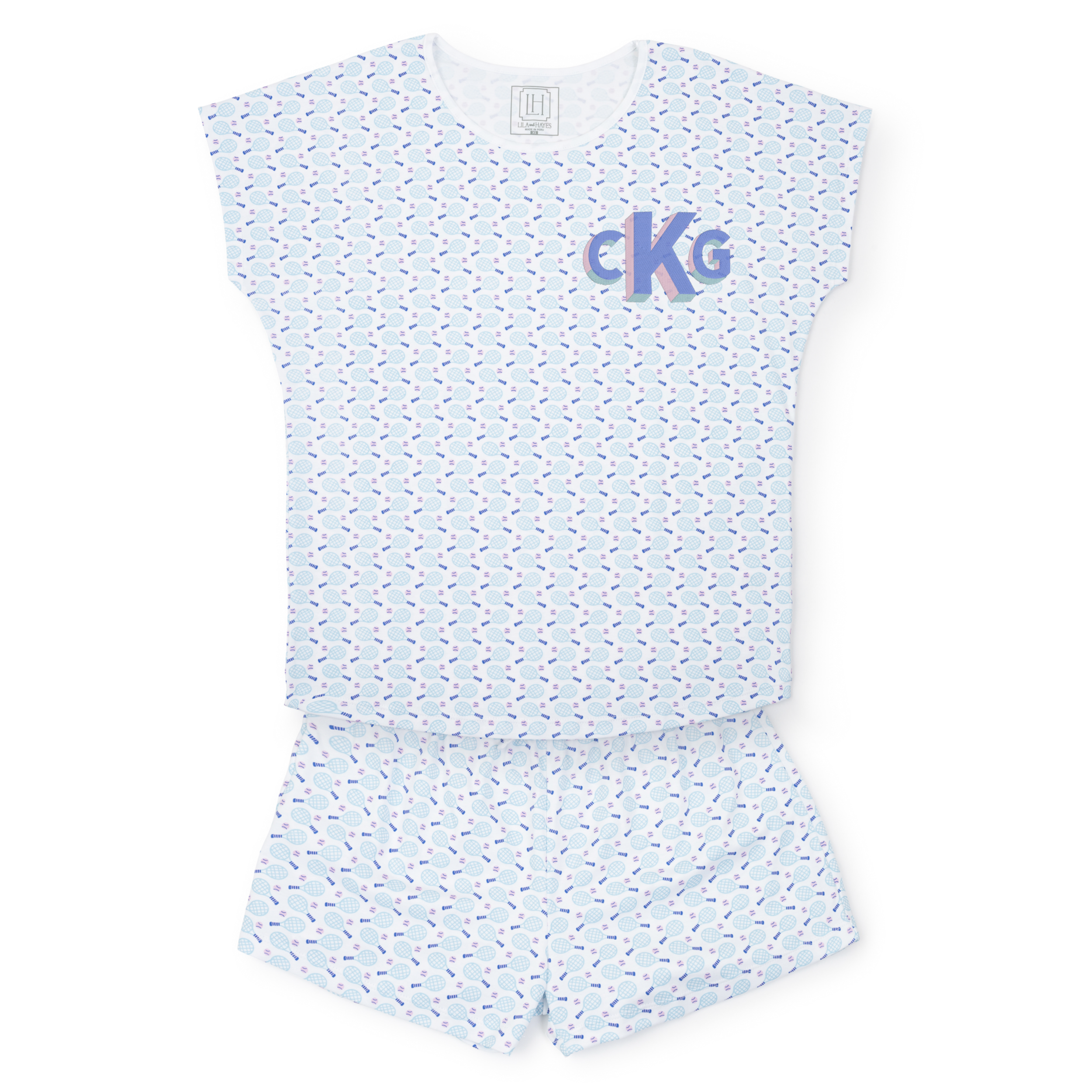 Riley Women's Pima Cotton Pajama Short Set - Tennis Match Pink