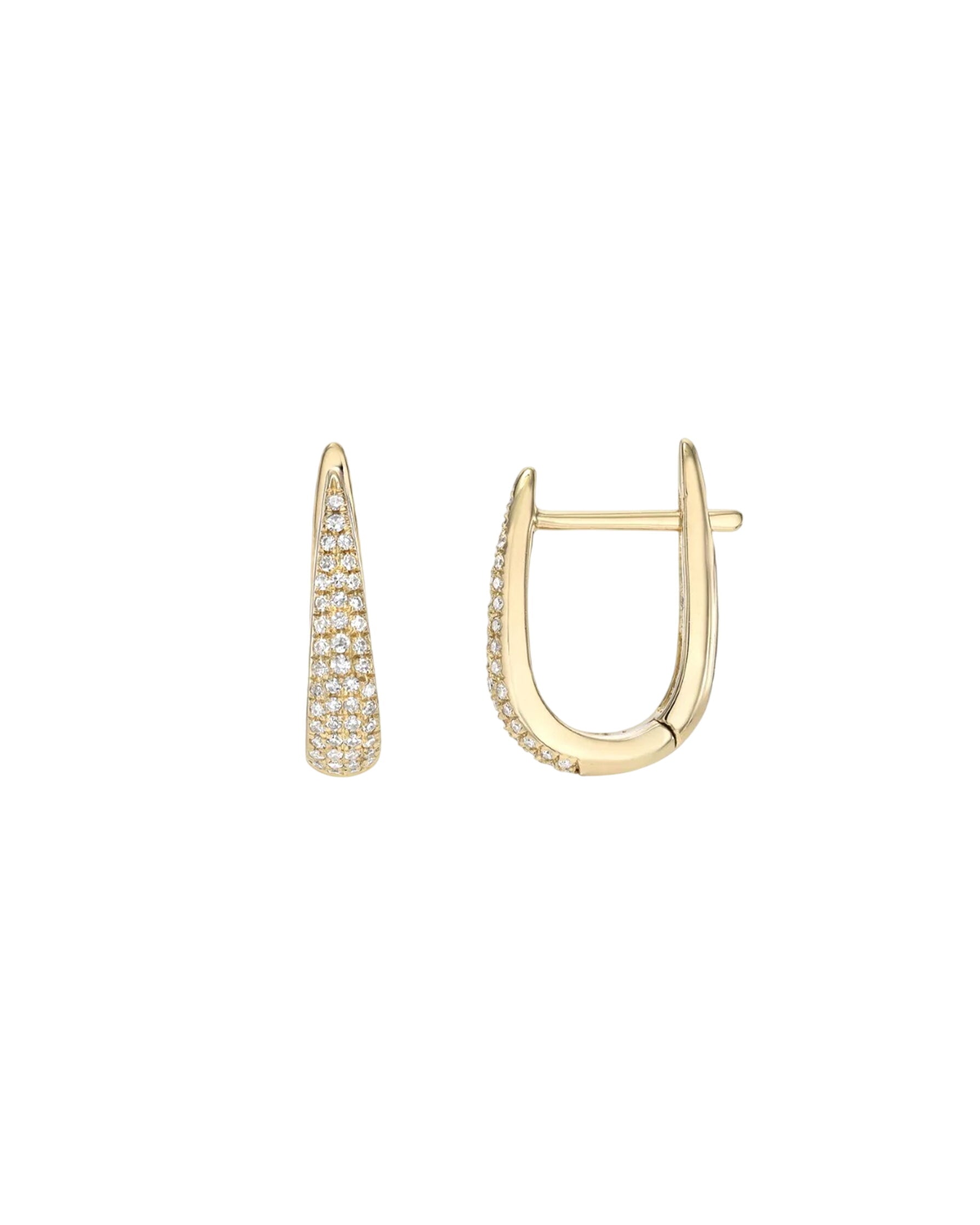 Diamond Pave Dome Claw Huggie Earrings