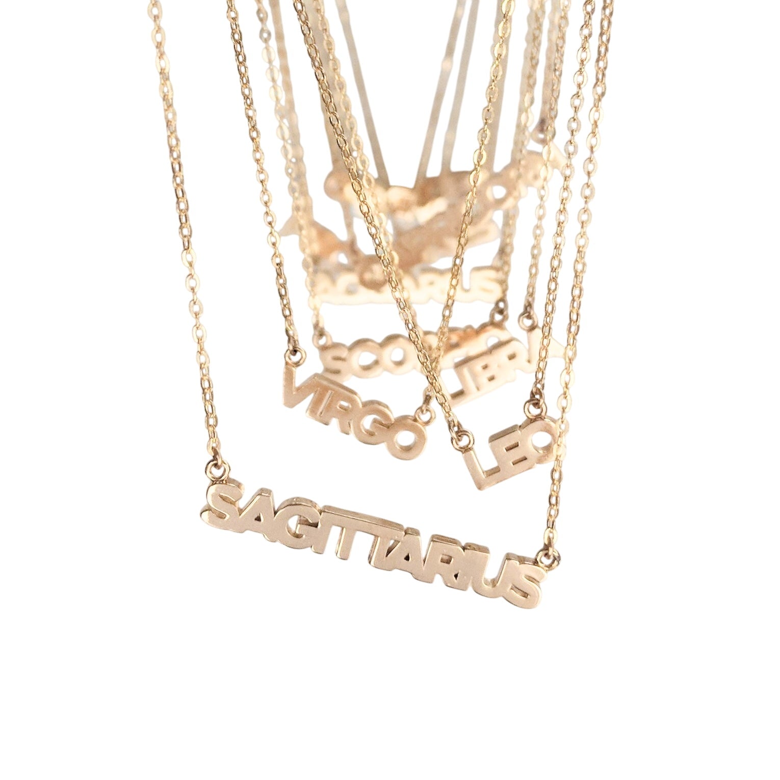 Zodiac Block Font Script Necklace