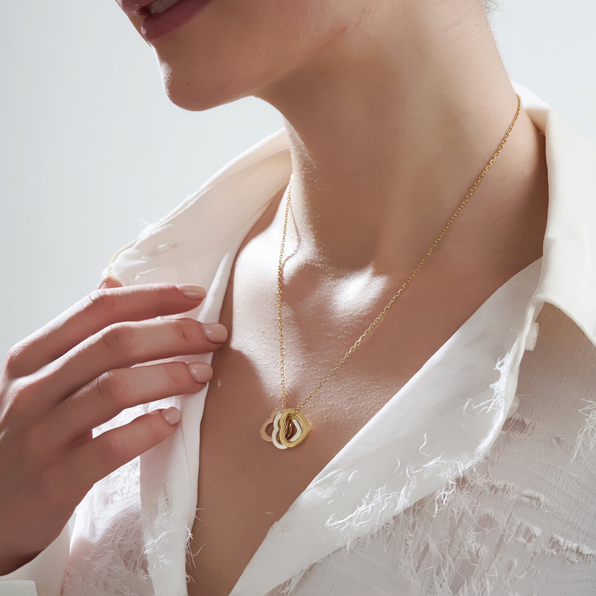 Mysha Triple Heart Of Purity Pendant - Mixed Metal