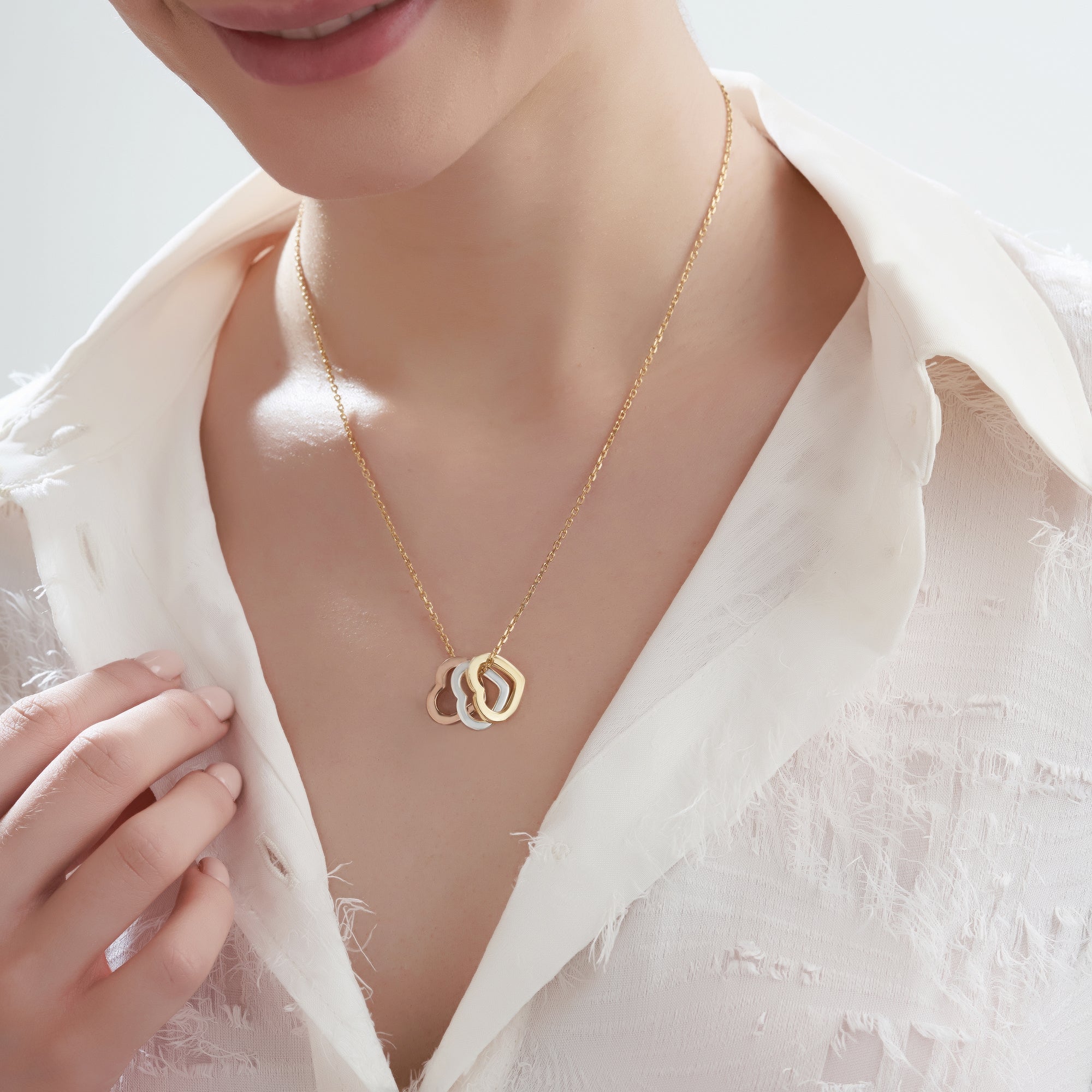 Mysha Triple Heart Of Purity Pendant - Mixed Metal