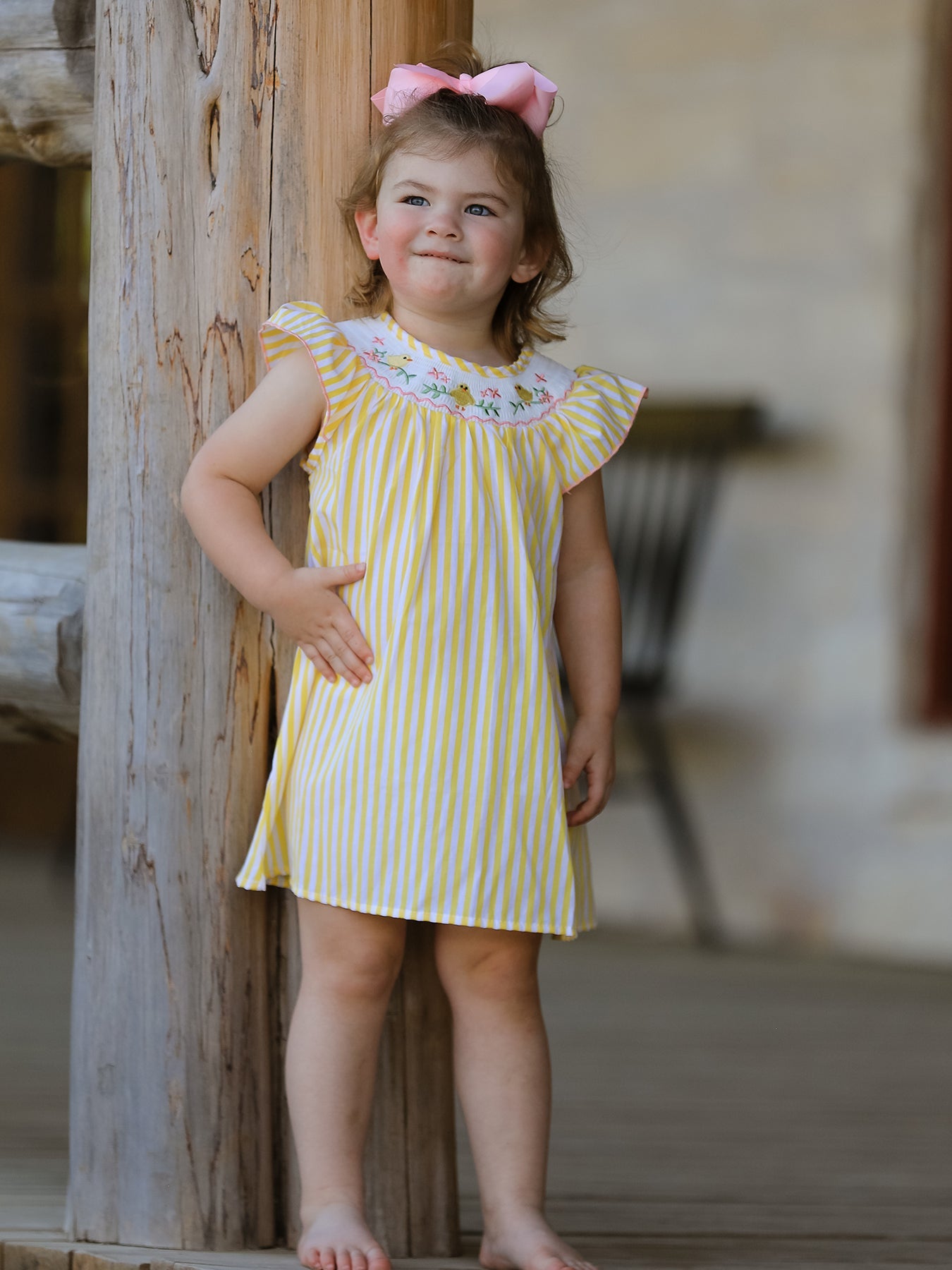 Spring/summer Chick Floral Embroidery Smocking Girls Dress
