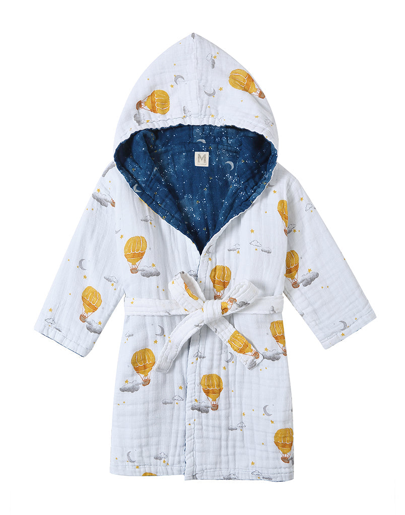 Kids Hooded Muslin Bath Robe - Mystical Night