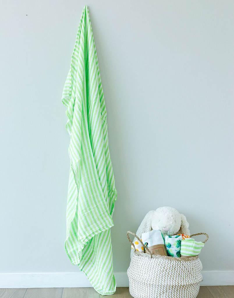 ORGANIC SWADDLE SET - AVOCUDDLES (Avocado + Lime Green Stripes)