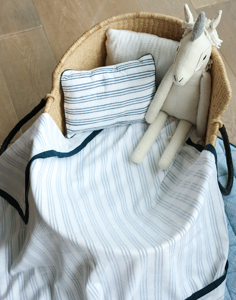 CAIRO BLUE STRIPED COTTON DOHAR BLANKET