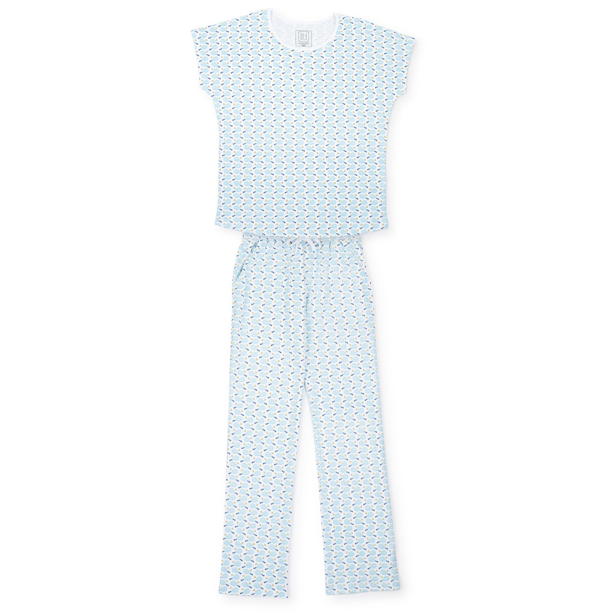 Marcia Women's Pima Cotton Pajama Pant Set - Tennis Match Blue