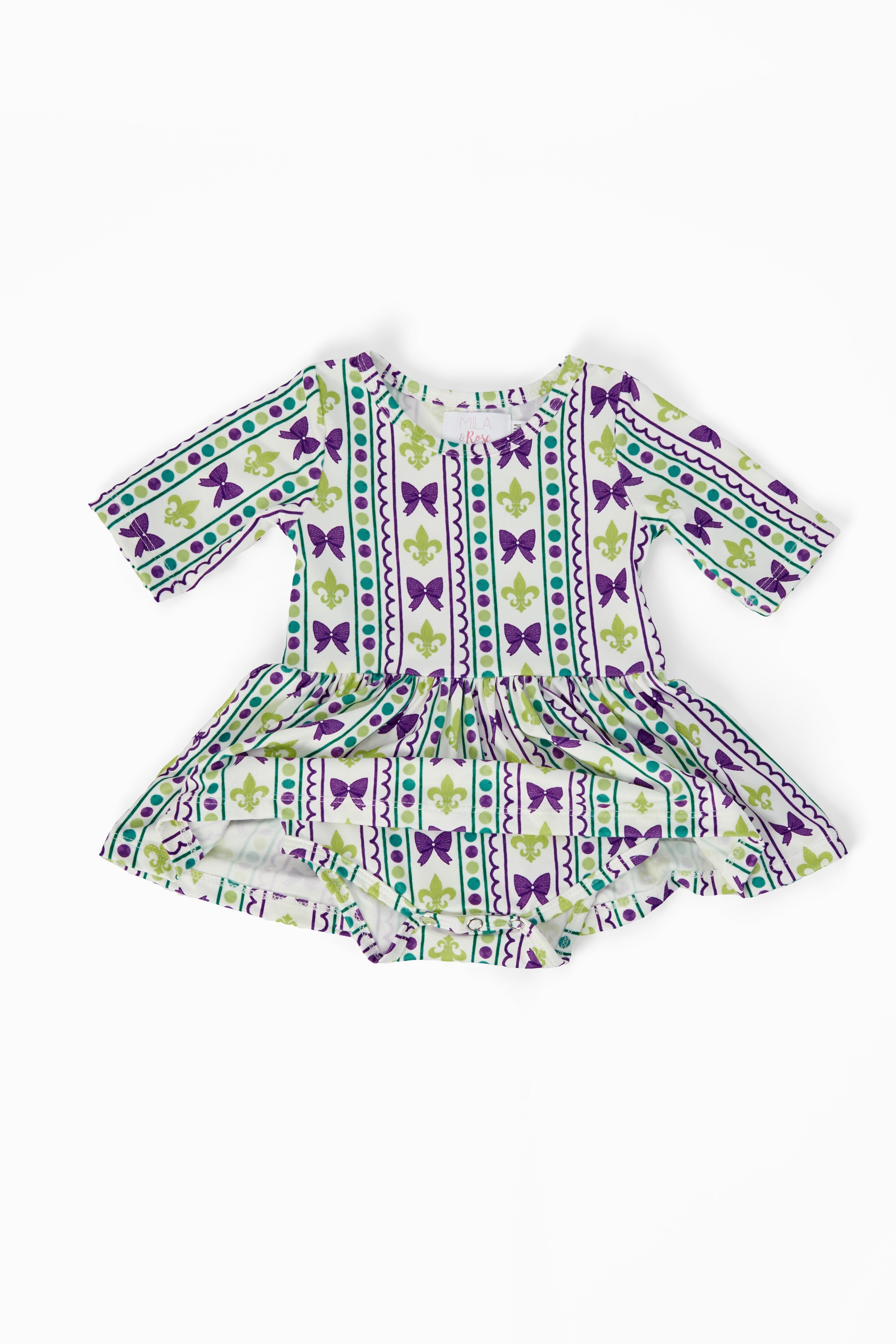 Mardi Gras 3/4 Sleeve Twirl Bodysuit