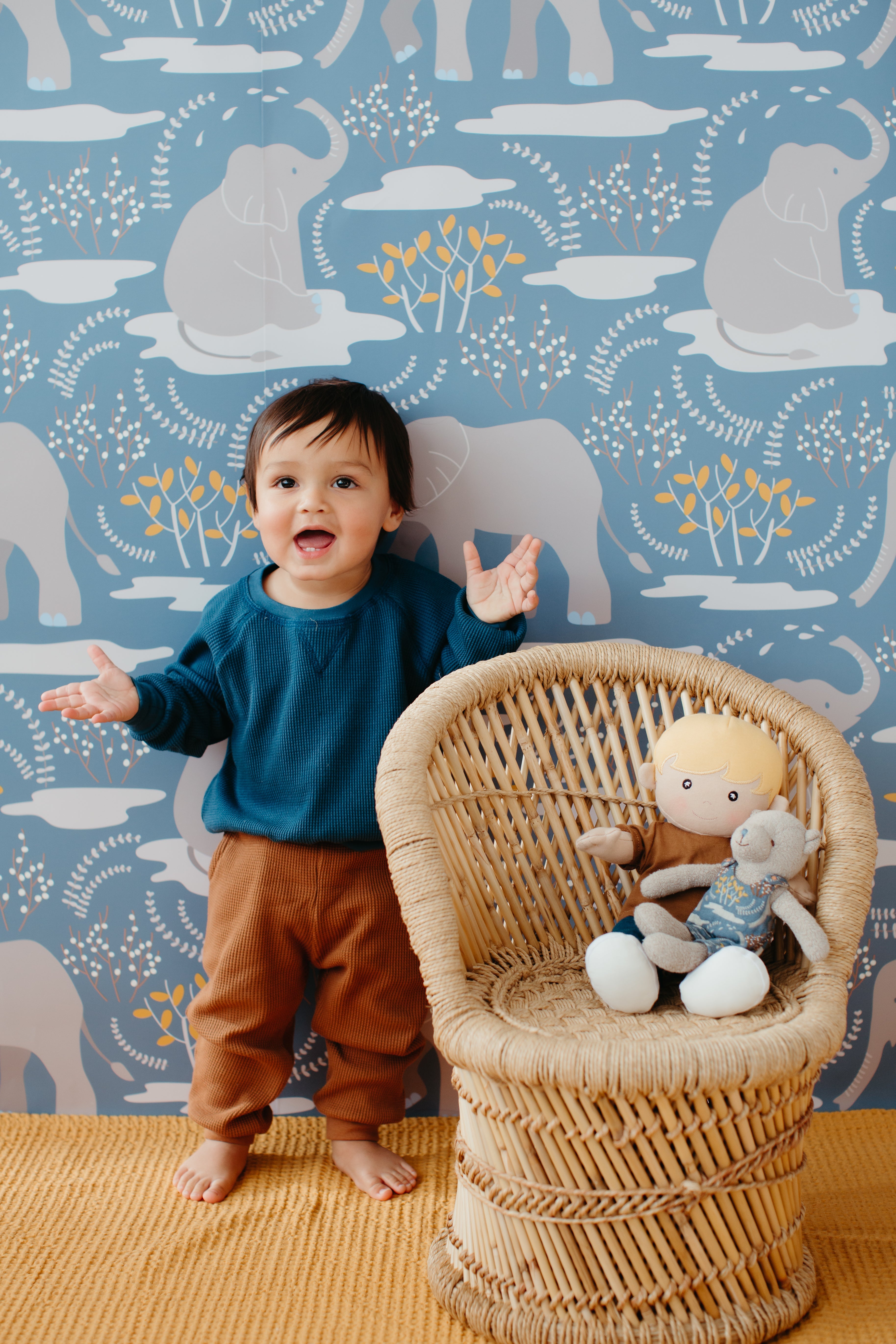 Waffle Crew Neck Sweatshirt - Marine