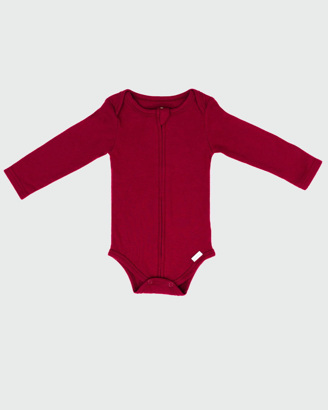 Long Sleeve Zipper Bodysuit In Maroon