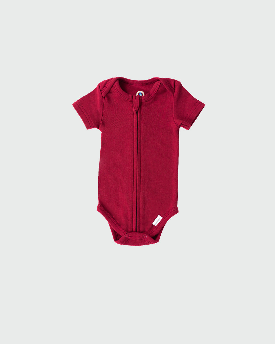 Short Sleeve Zipper Bodysuit In Maroon, 9-12m