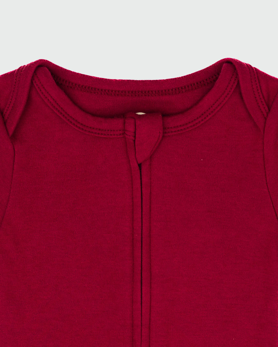Long Sleeve Zipper Bodysuit In Maroon, 3-6m