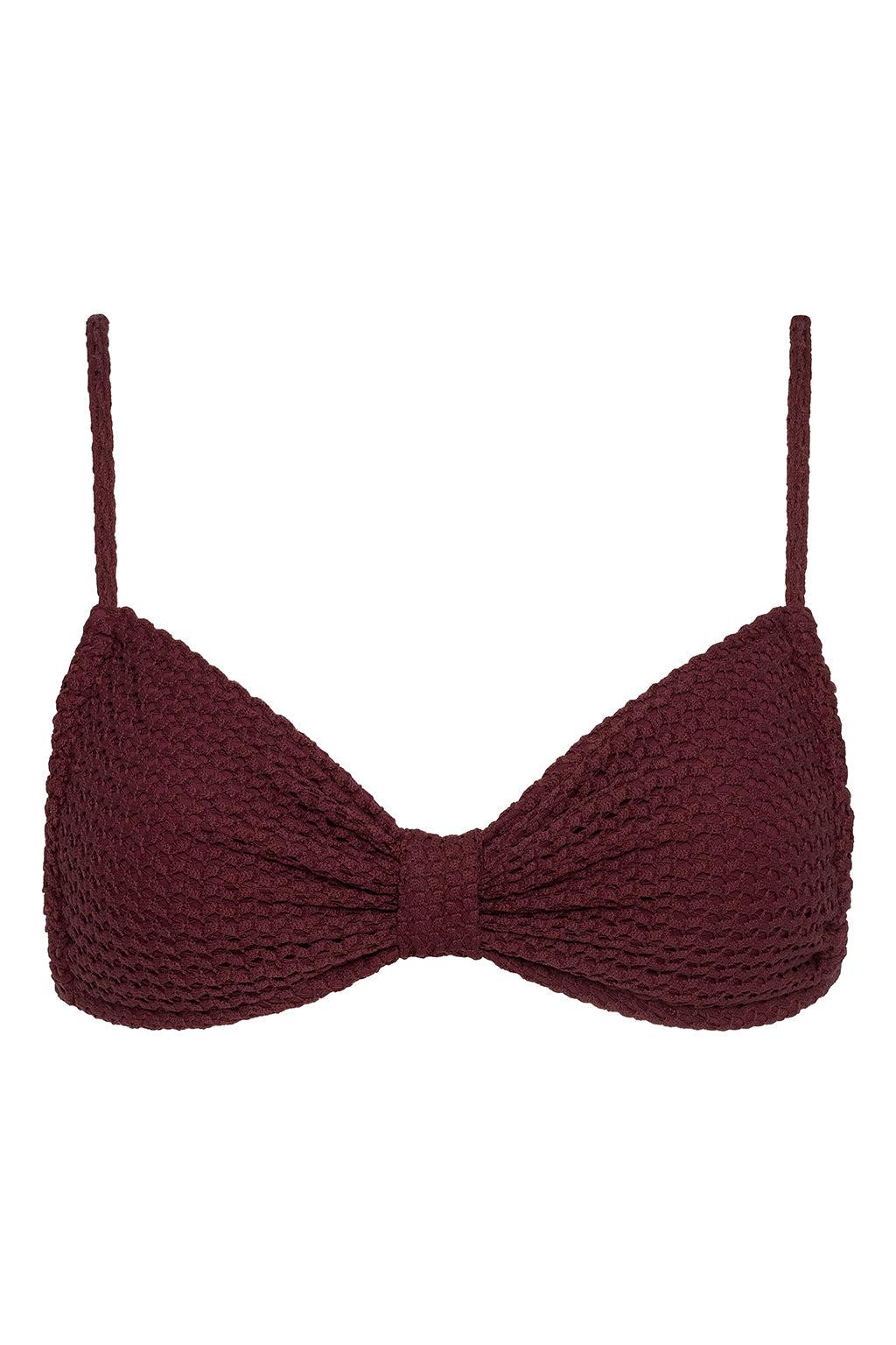 Maroon Crochet Devin Bikini Top