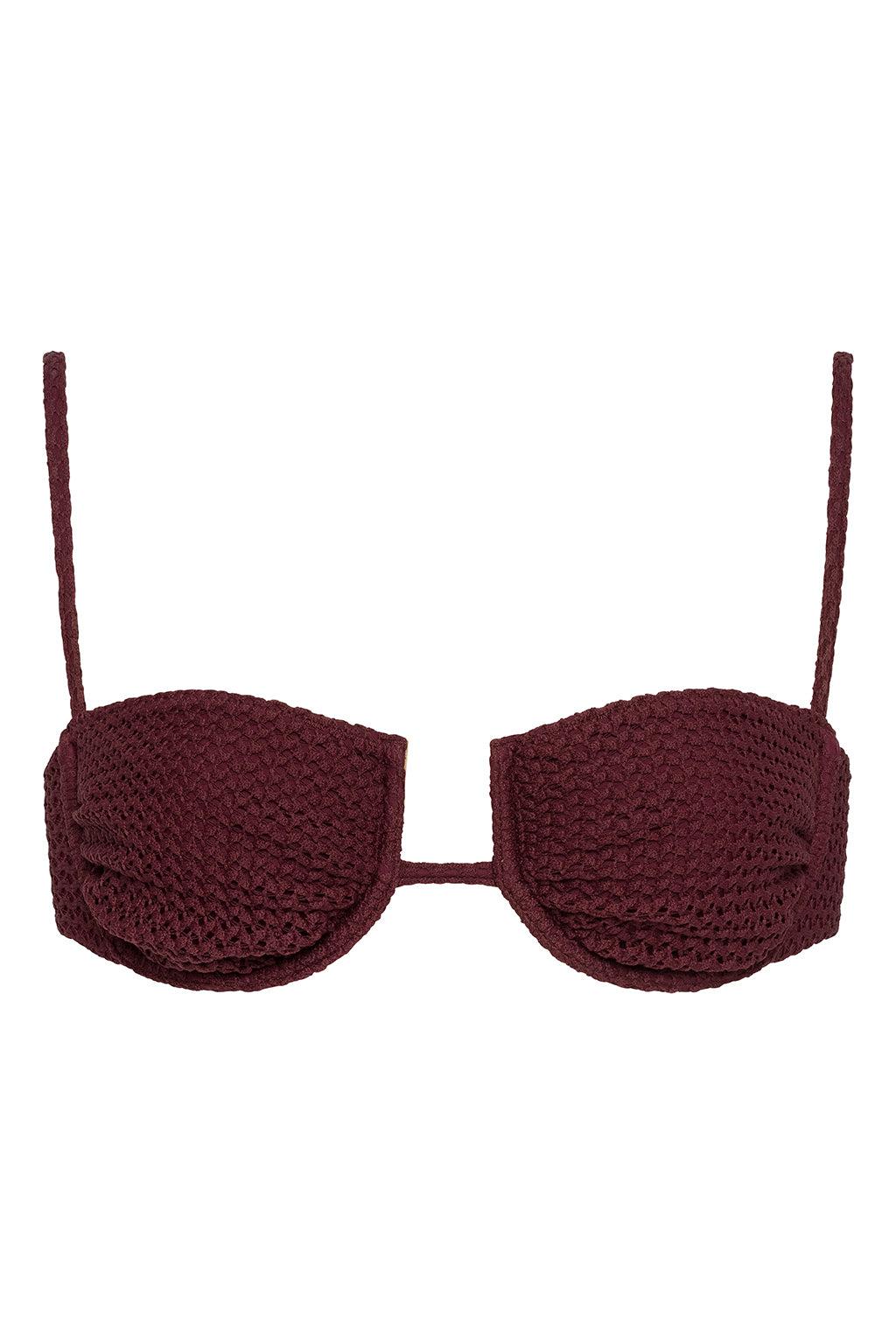 Maroon Crochet Simonette Bikini Top