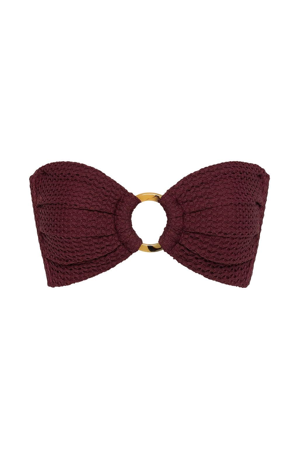Maroon Crochet Tori Ties Bandeau Bikini Top