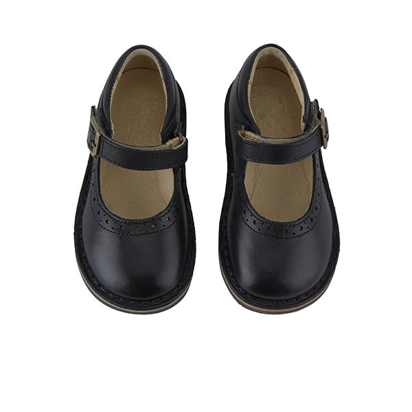 Martha Velcro Mary Jane Kids Shoe Black Leather