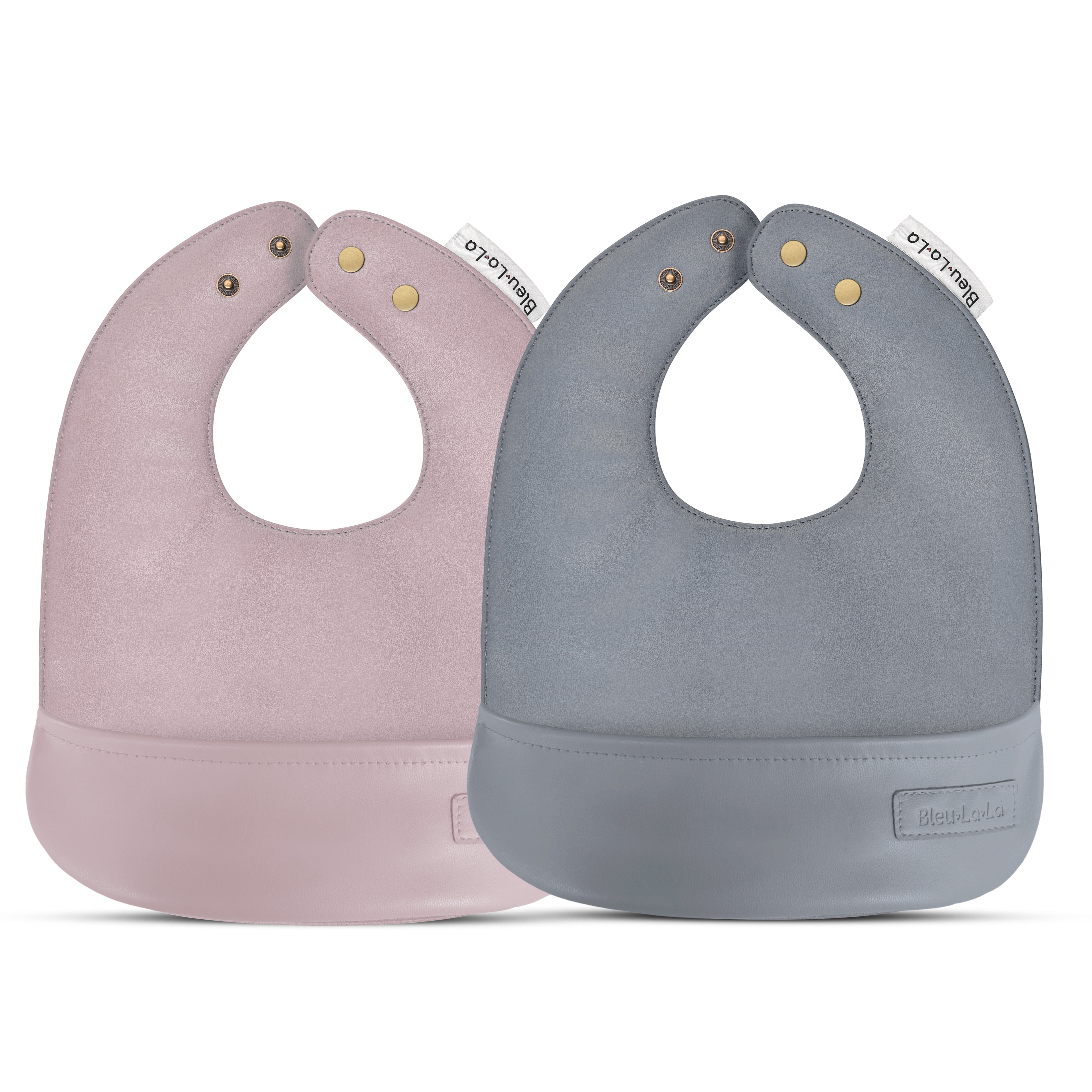 Classic - Set Of Soft Vegan Leather Easy Clean Bibs 0-12 Months By Bleu La La