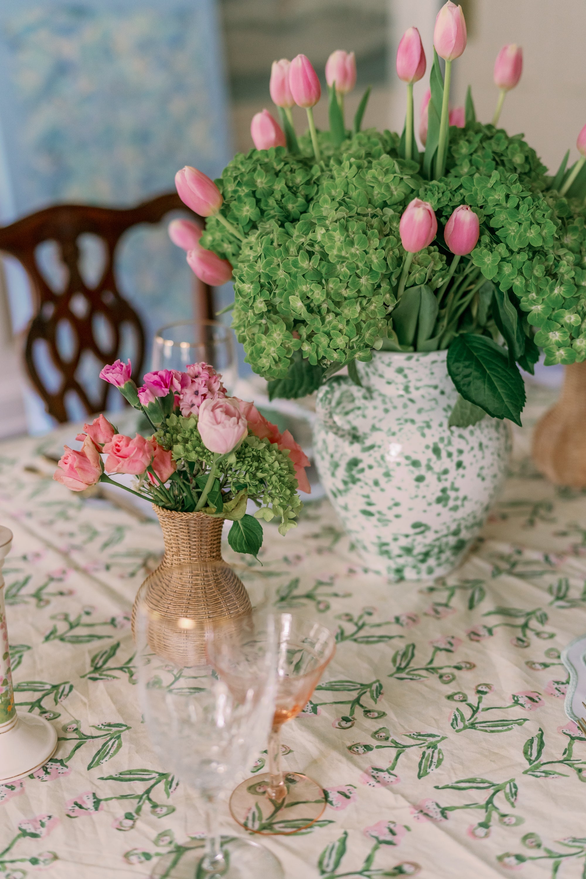 Antonia Pink & Green Tablecloth