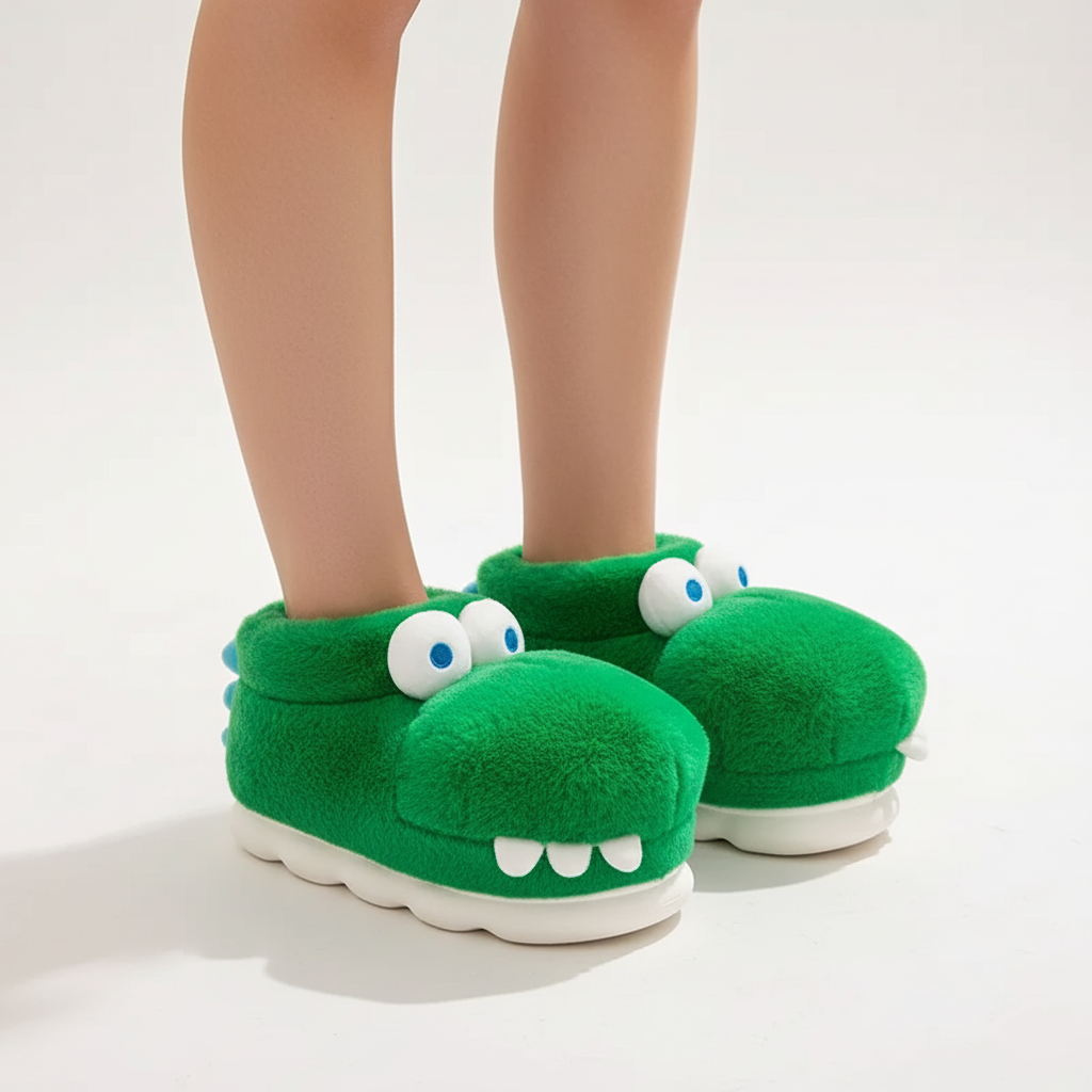 Mega Fluffy Crocodile Slippers Warm And Soft Ages 12 To Adults