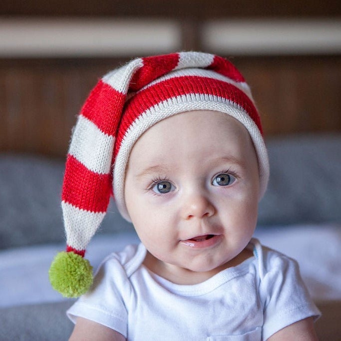 Stocking Hat In Red And Ecru
