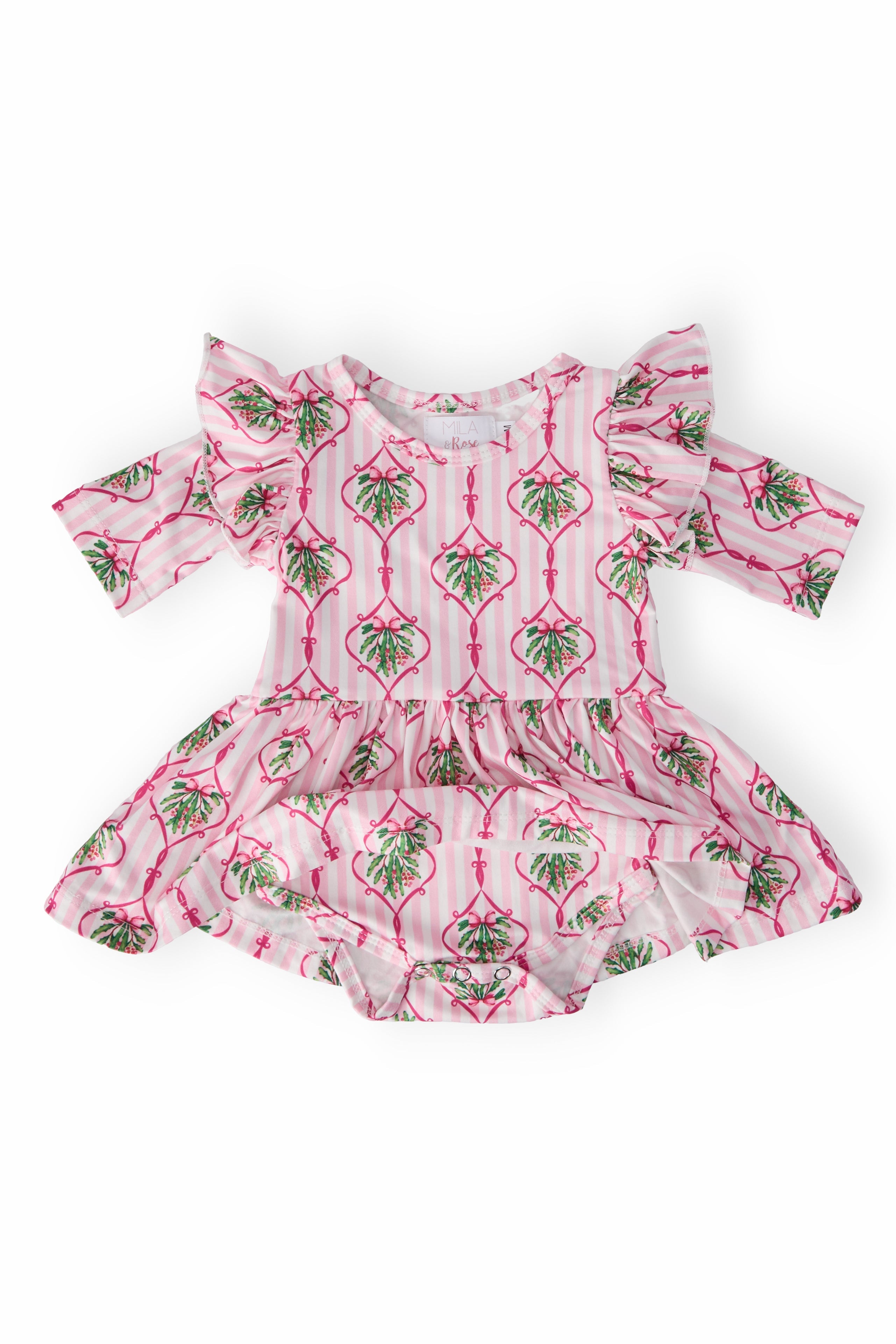 Merry Mistletoe 3/4 Sleeve Twirl Flutter Bodysuit