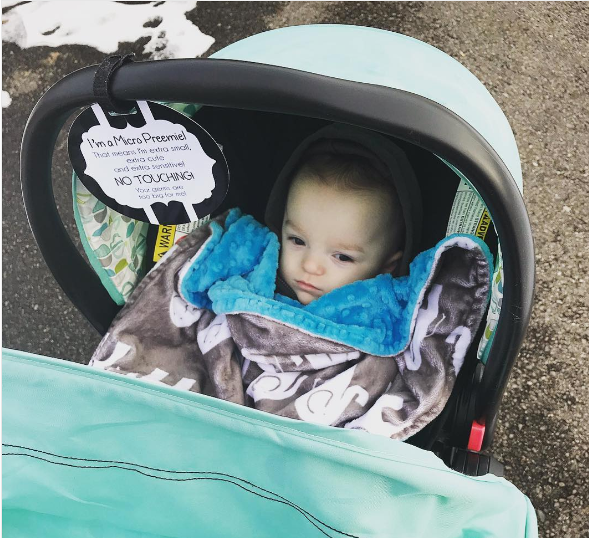 Micro Preemie No Touching Car Seat Sign Tag