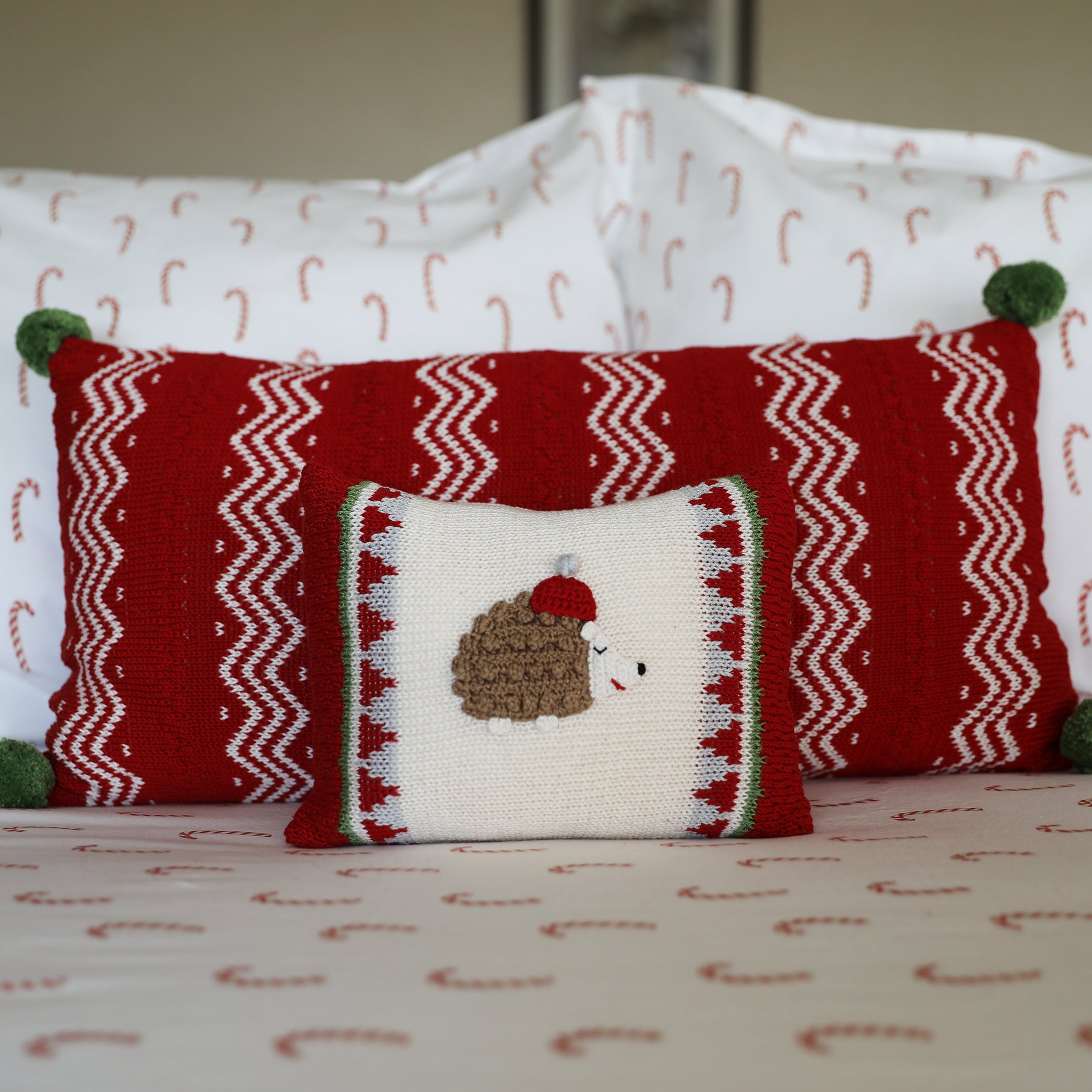 Red Zig-zag Stripe Lumbar Pillow