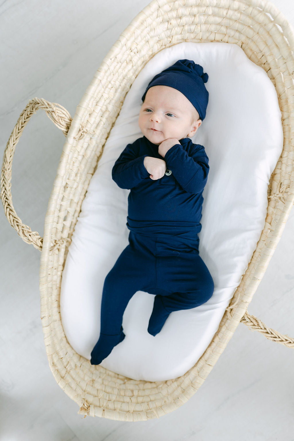 Top And Bottom Outfit And Hat Set - (newborn-12 Months Sizes) Navy Blue