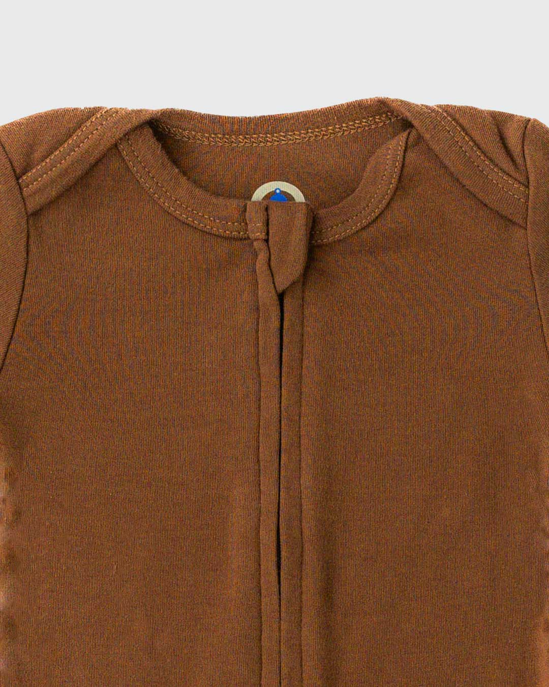 Long Sleeve Zipper Bodysuit In Mocha