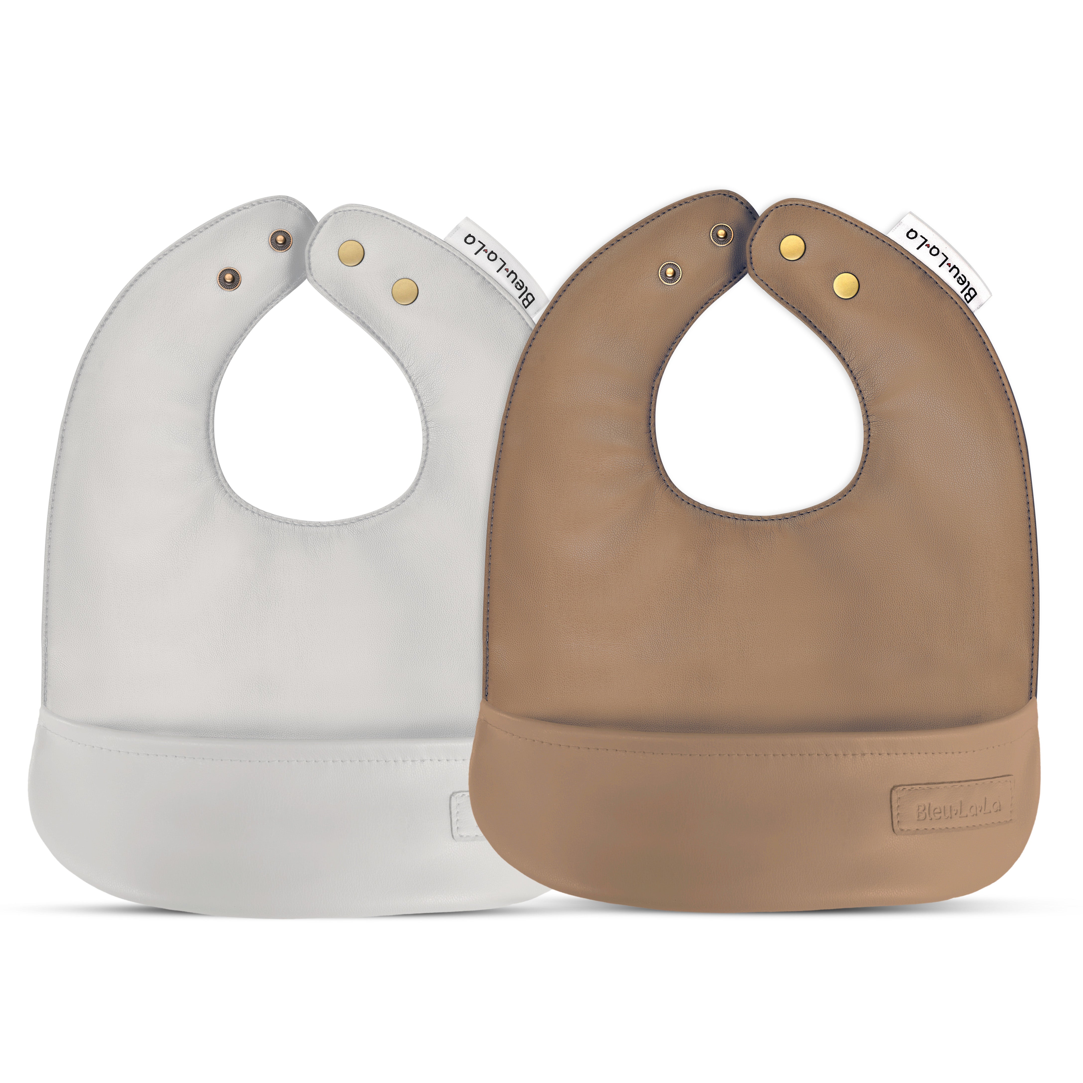 Classic - Set Of Soft Vegan Leather Easy Clean Bibs 0-12 Months By Bleu La La