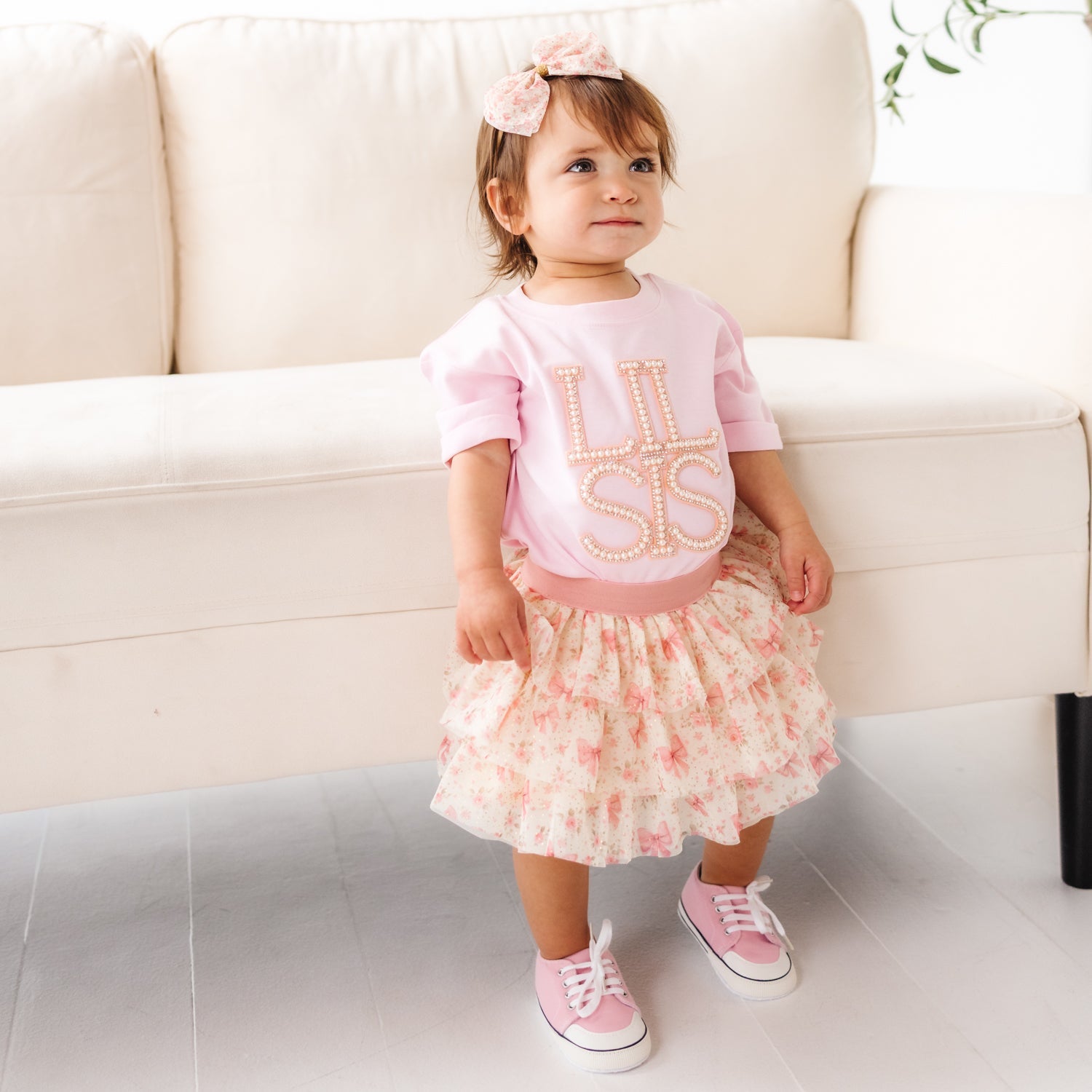 Lil Sis Pearl Patch Short Sleeve Romper