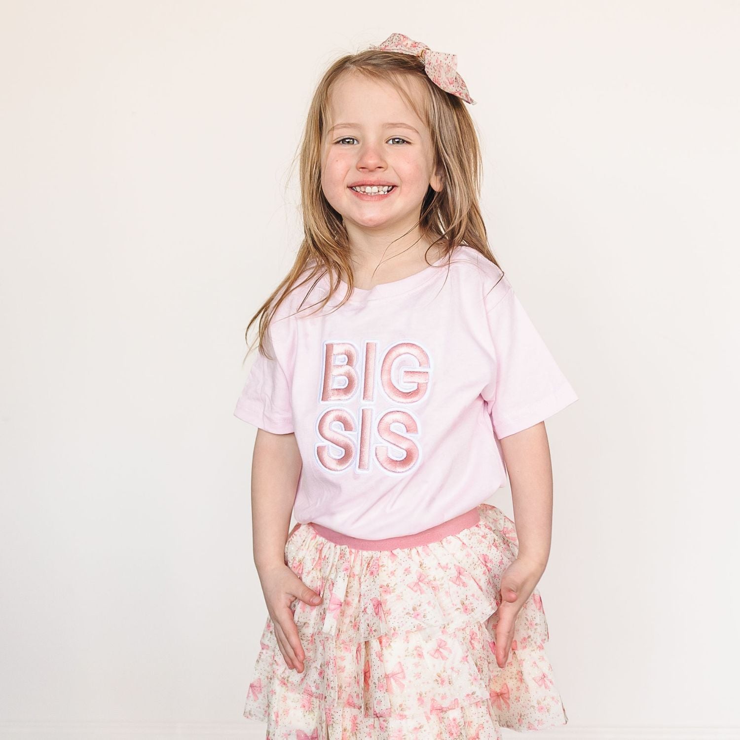 Big Sis Embroidered Patch Short Sleeve T-shirt