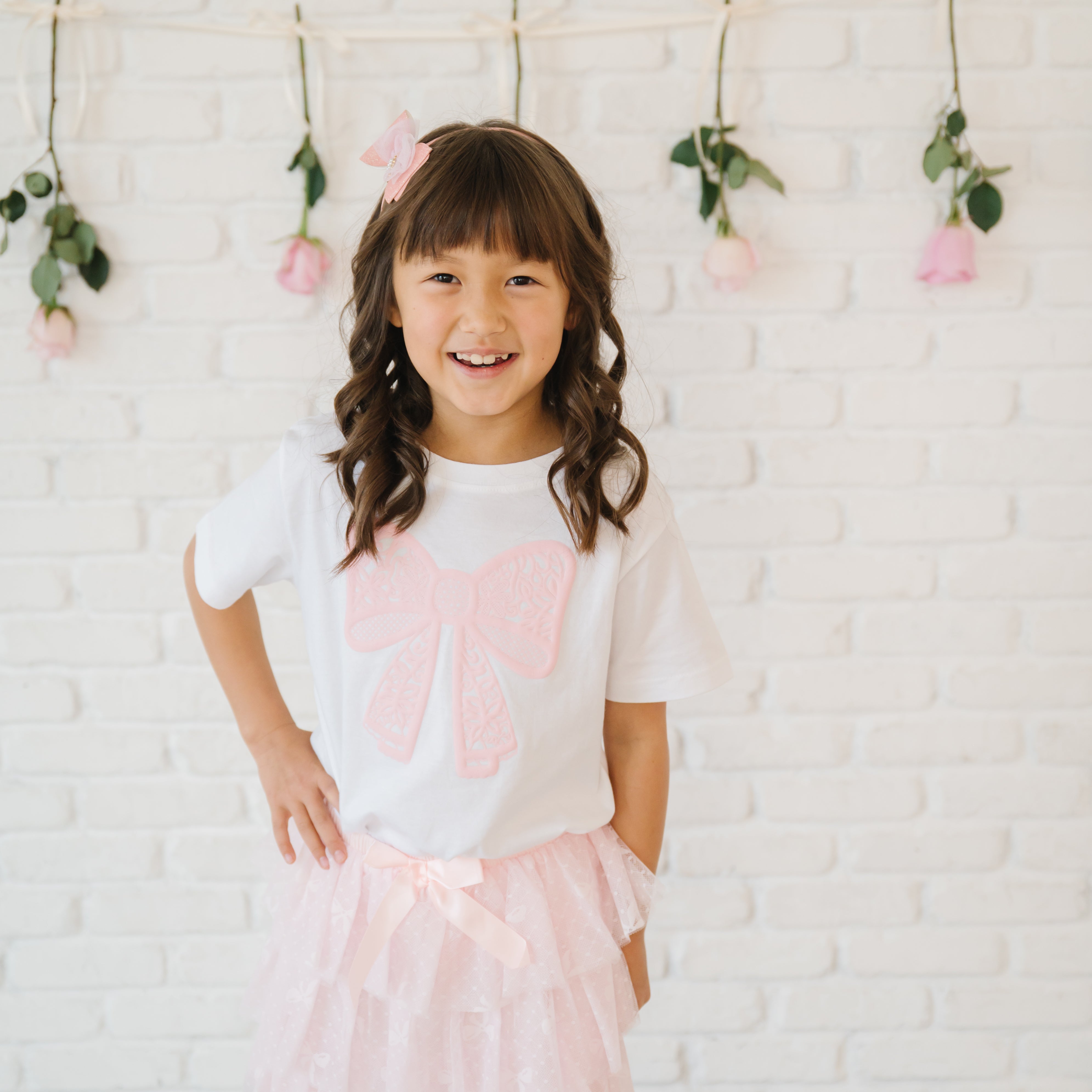 Lace Bow Puff Ink Short Sleeve T-shirt