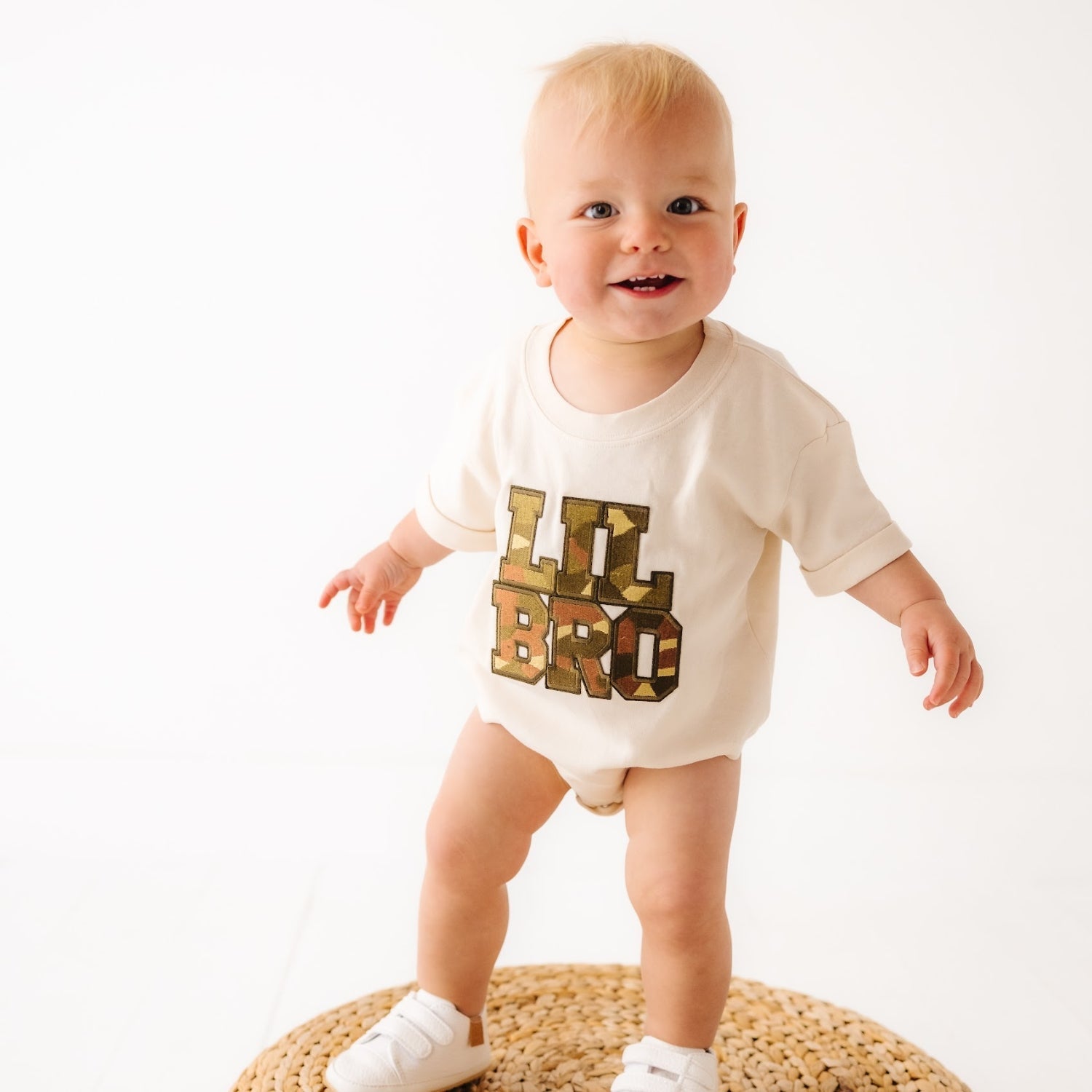 Lil Bro Camo Patch Short Sleeve Romper