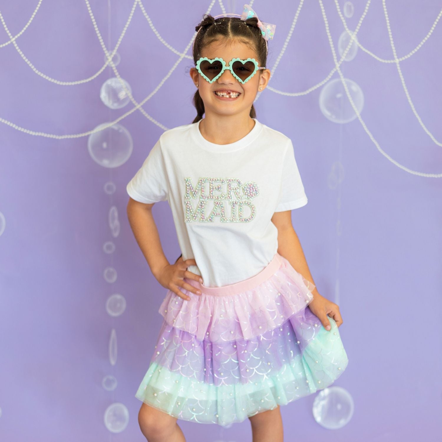 Mermaid Pearl Patch Short Sleeve T-shirt