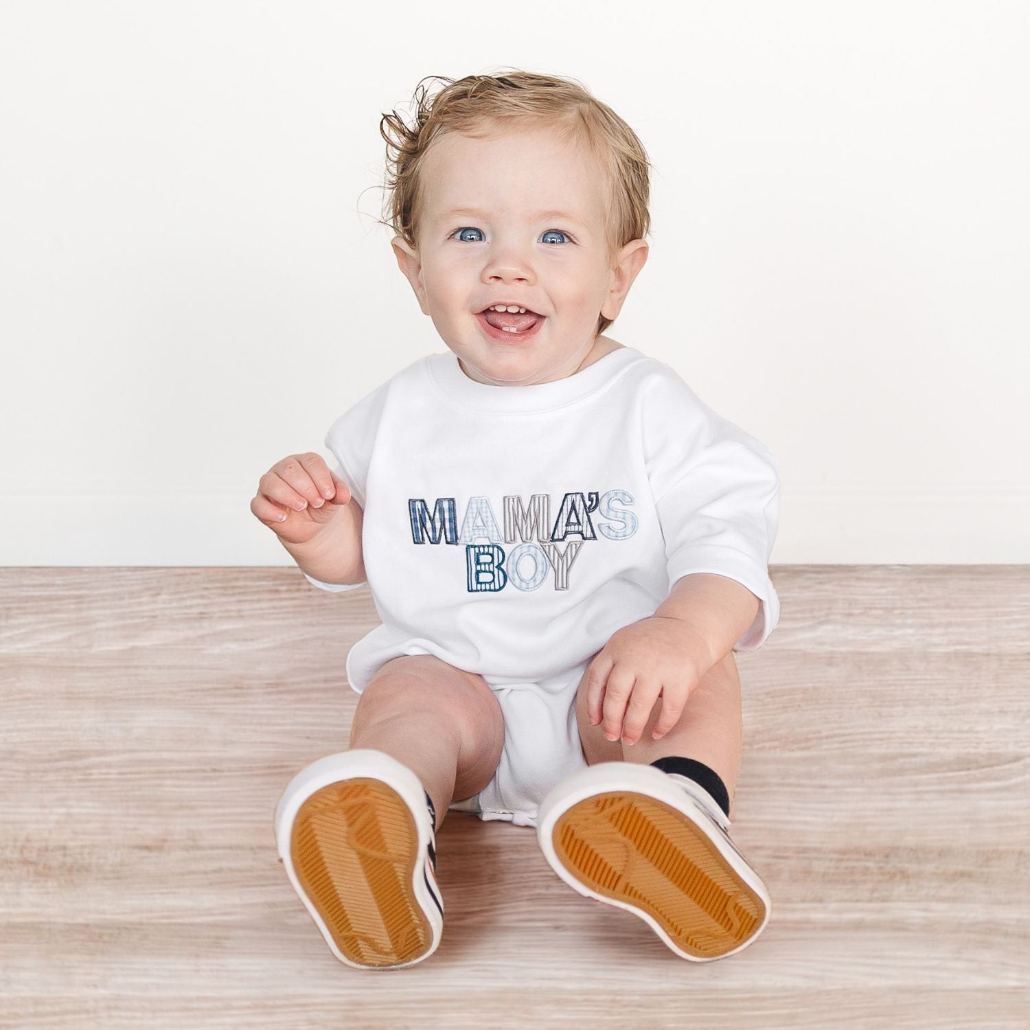 Mama's Boy Patchwork Short Sleeve Romper