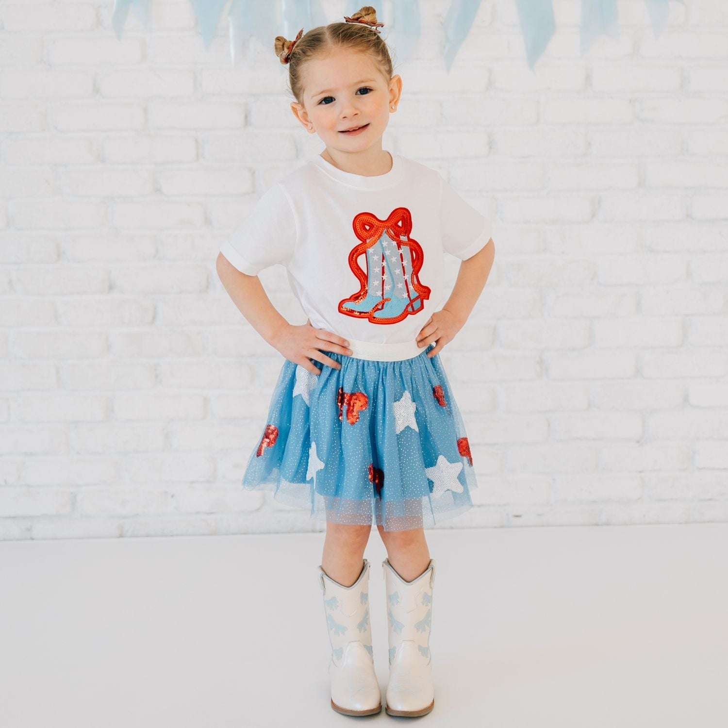 Patriotic Cowgirl Patch Short Sleeve T-shirt