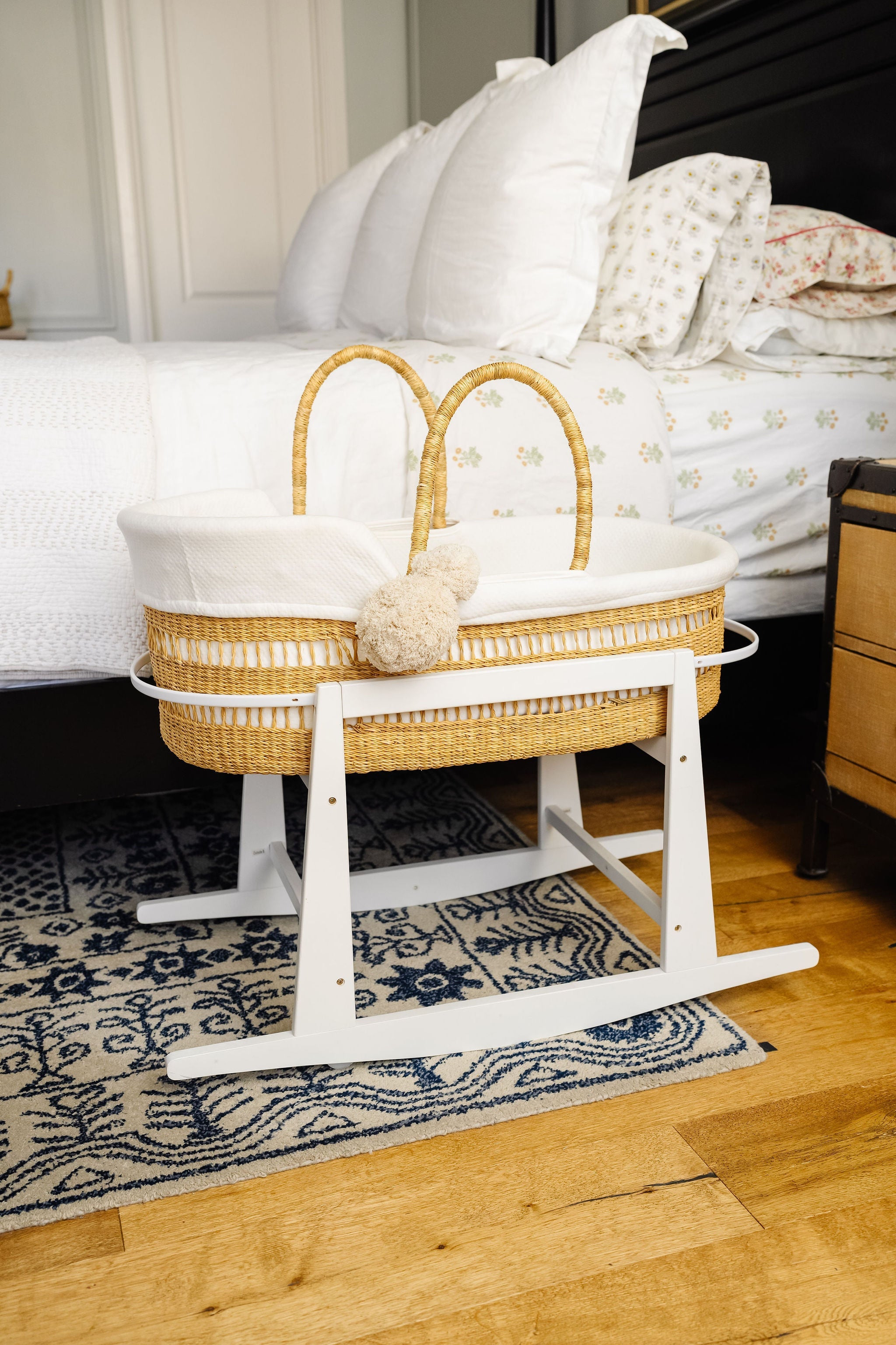 Modern Open Weave African Moses Basket Vegan Handle