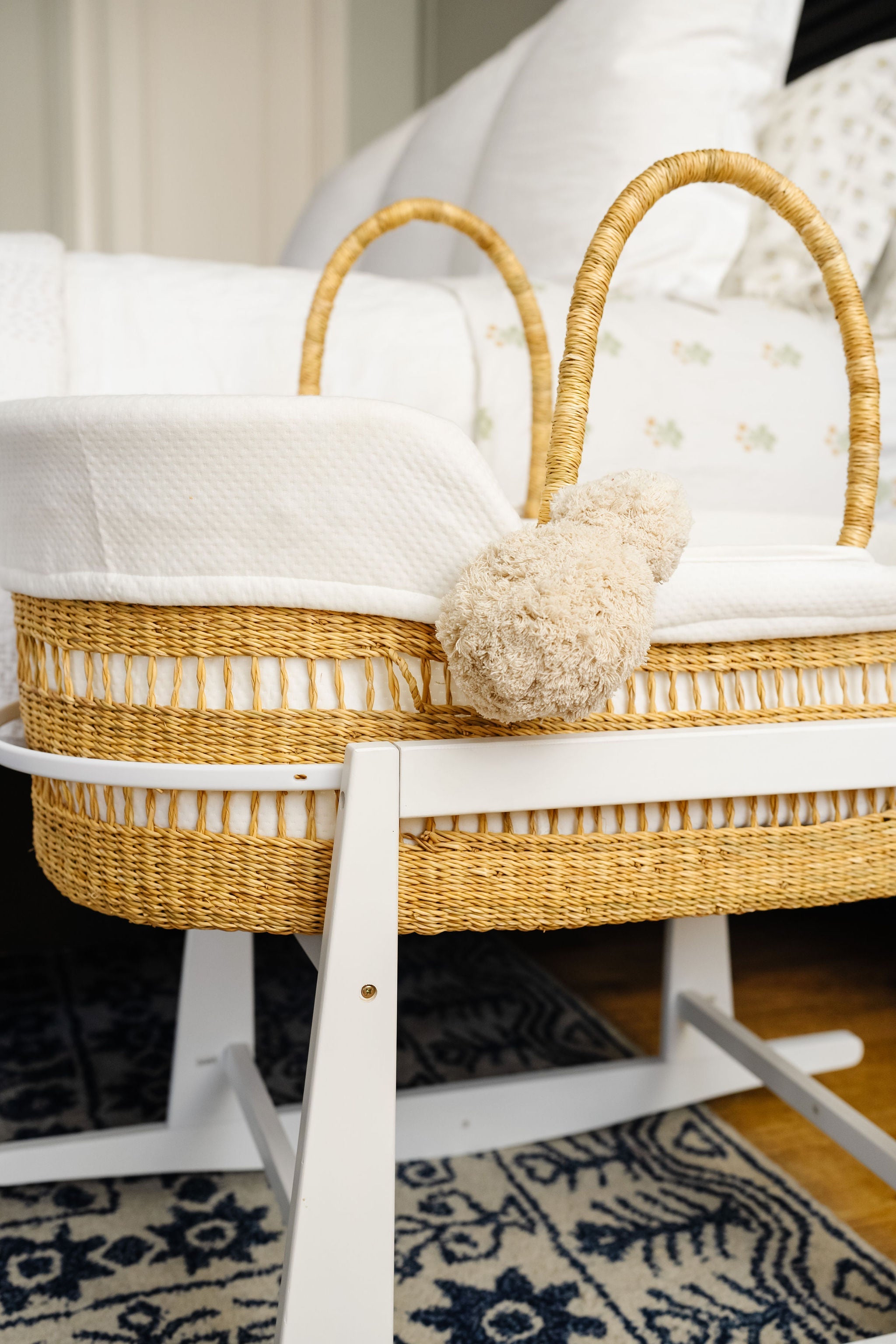Modern Open Weave African Moses Basket Vegan Handle