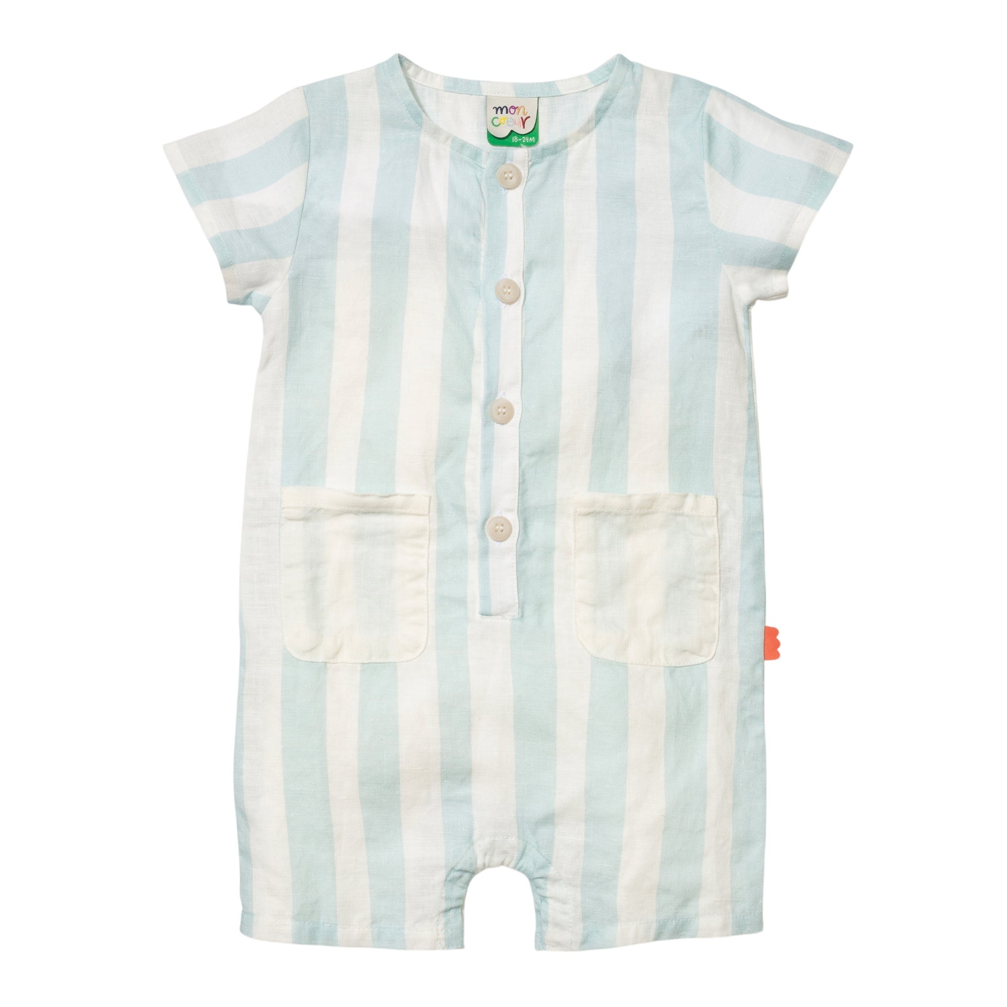 Linen Cabana Stripe Pocket Baby Romper