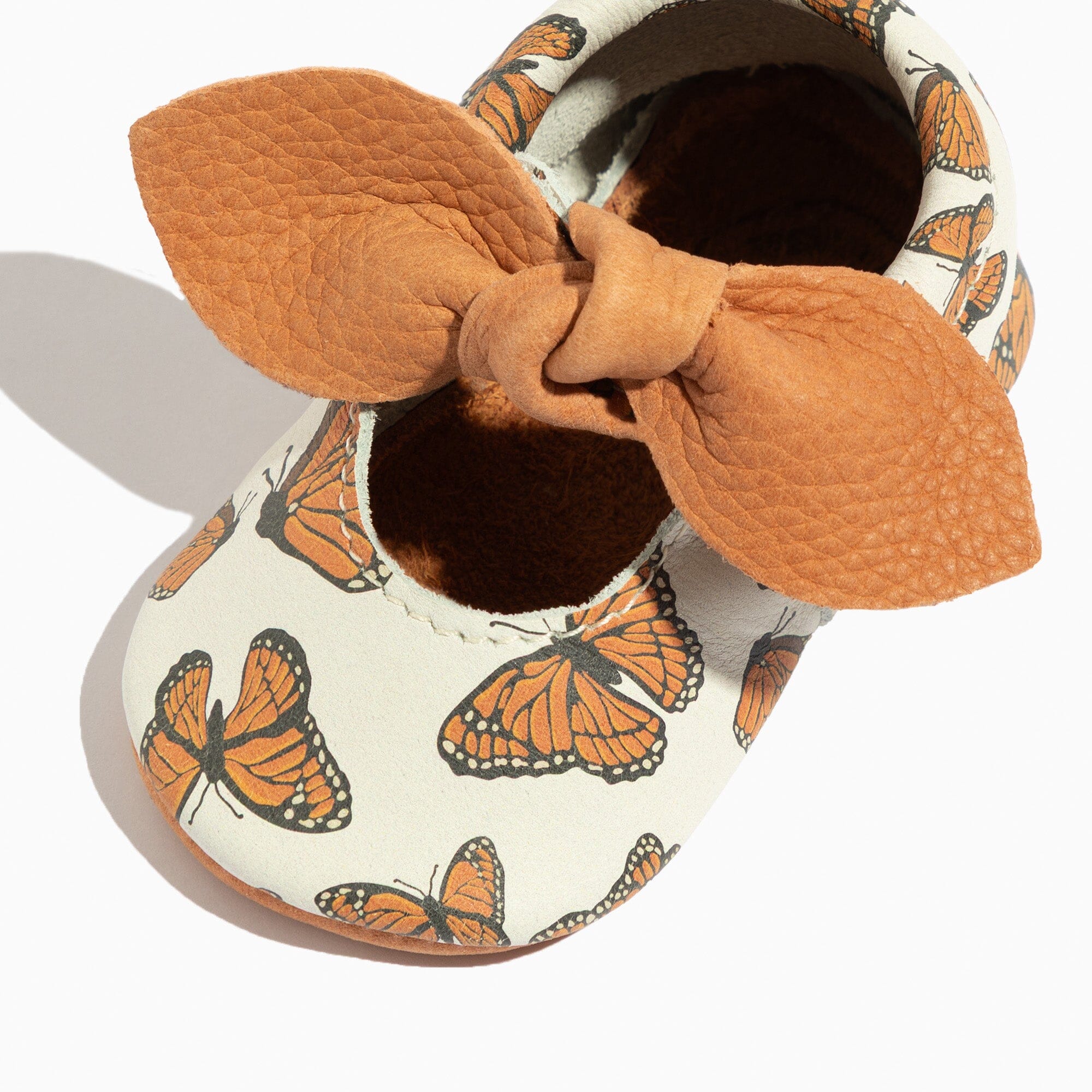 Monarch Butterfly Knotted Bow Baby Shoe