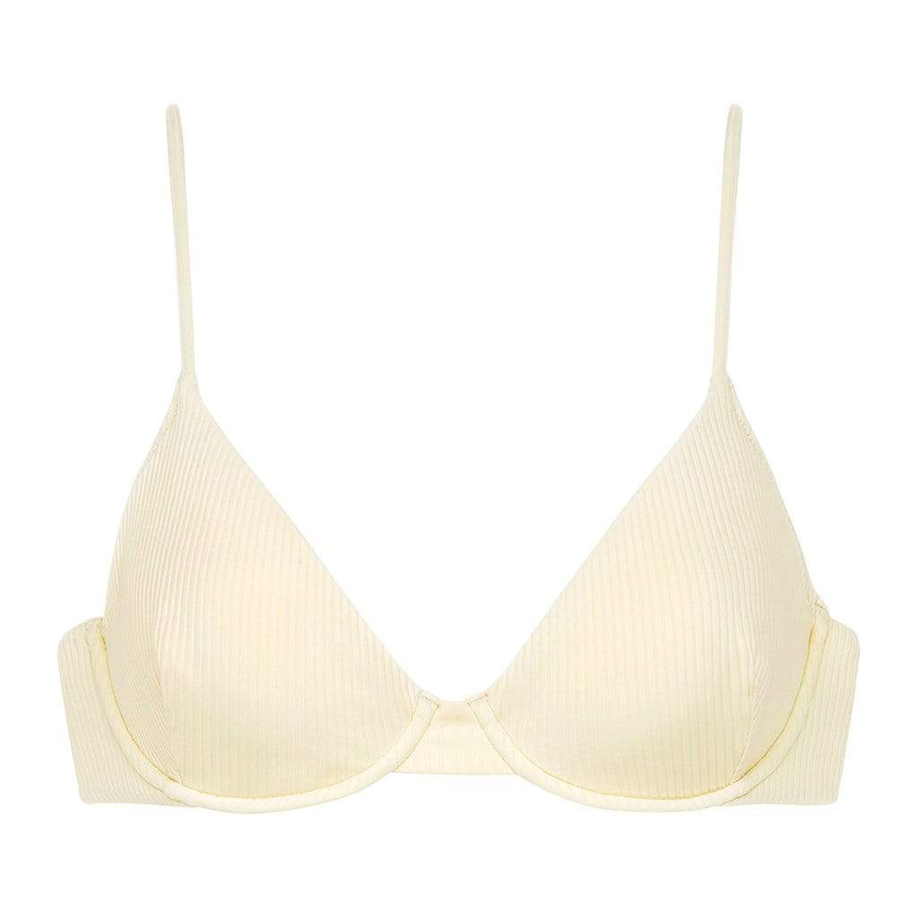 Cream Rib Dainty Bikini Top
