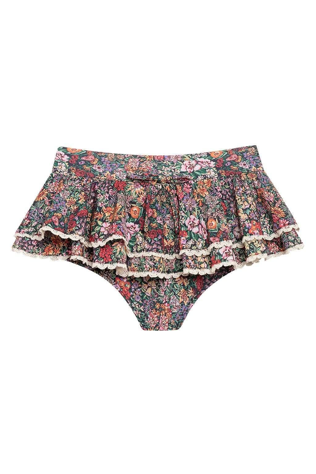 Mara Floral Ruffle Hot Short Bikini Bottom (w/trim)
