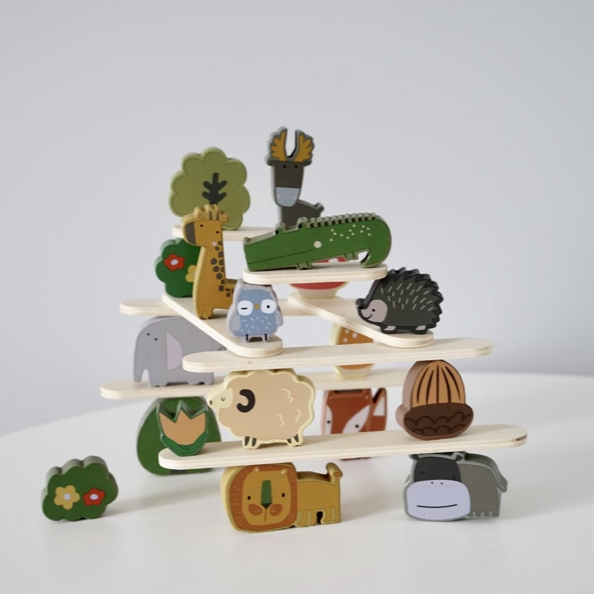 Wooden Animal Stacking Blocks: Montessori Balancing Toy For Creative Play