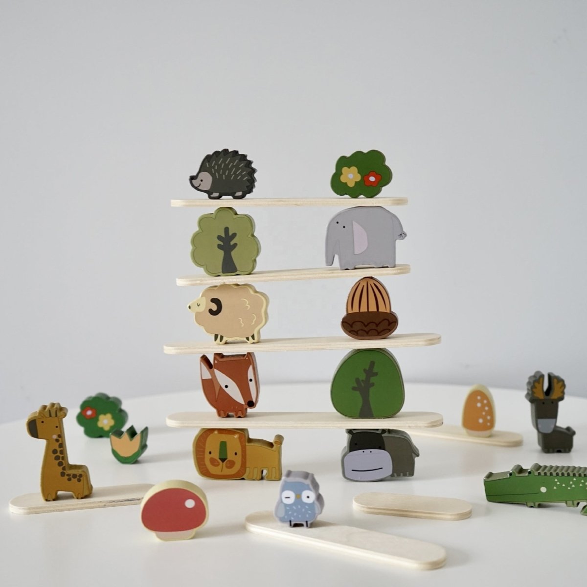 Wooden Animal Stacking Blocks: Montessori Balancing Toy For Creative Play