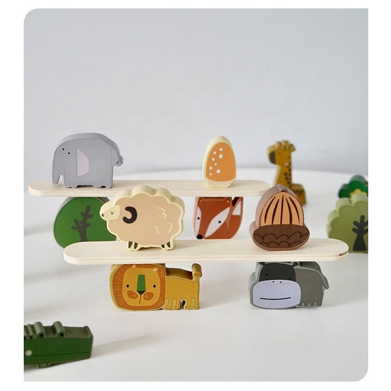 Wooden Animal Stacking Blocks: Montessori Balancing Toy For Creative Play